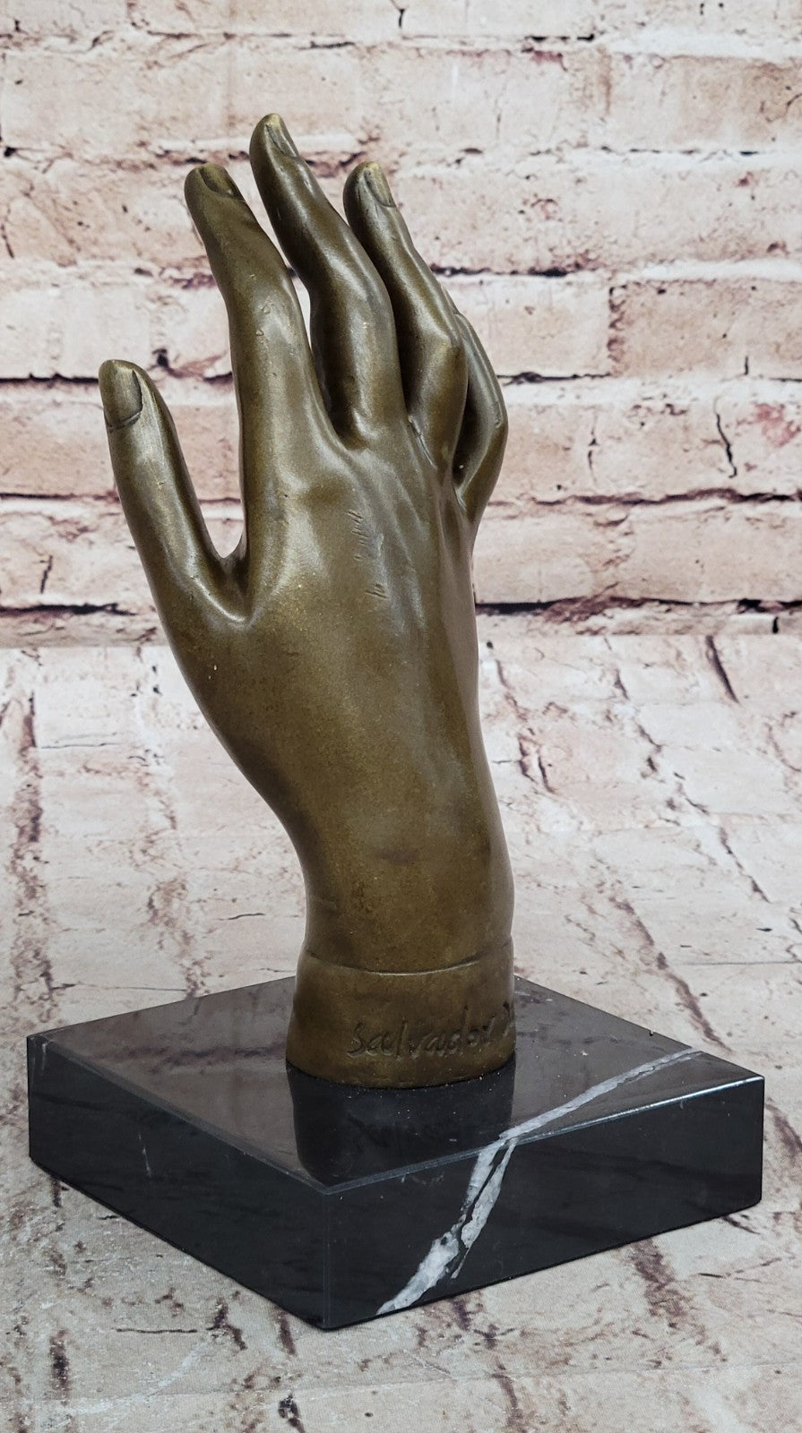 Salvador Dali Inspired Woman`s Hand Bronze Sculpture: Intricate Figurine