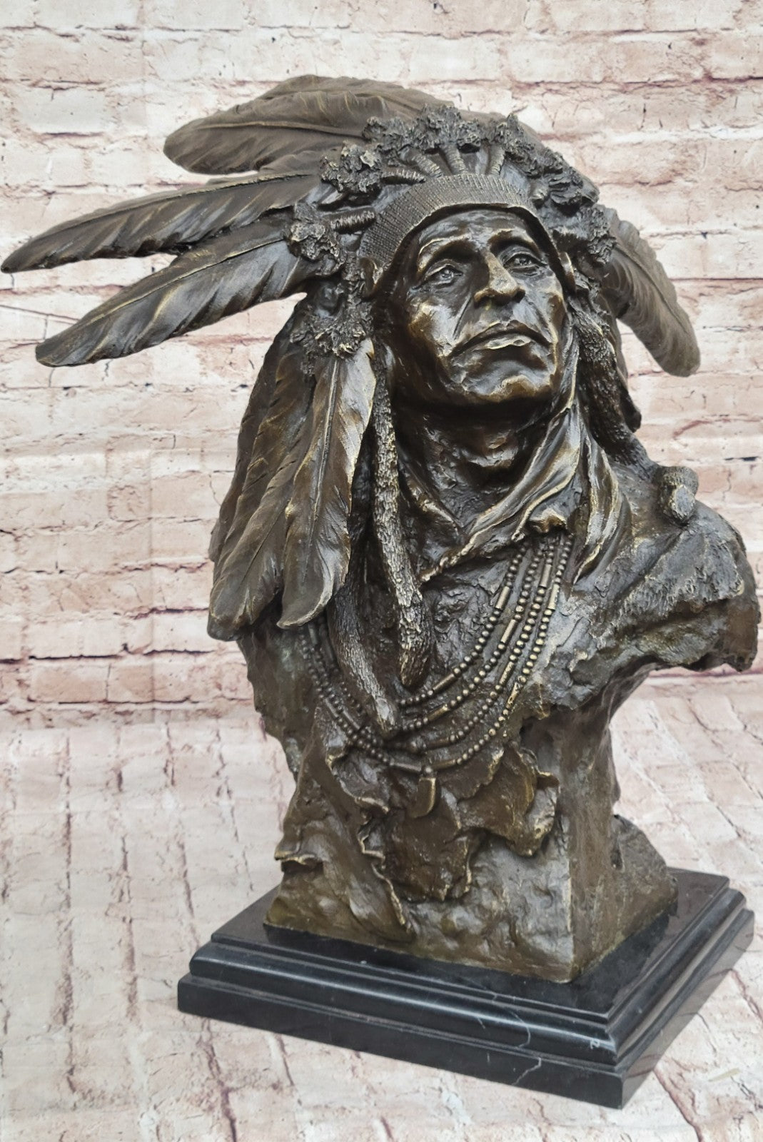 Carl Kauba Huge Native American Indian Chief Bust Bronze Sculpture, Fine Art Collectible
