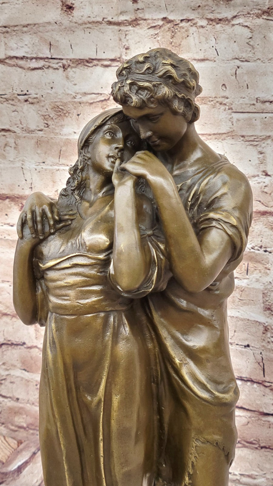Large Standing Couple Figurine Art Figure Marble Decor Bronze Sculpture Figure