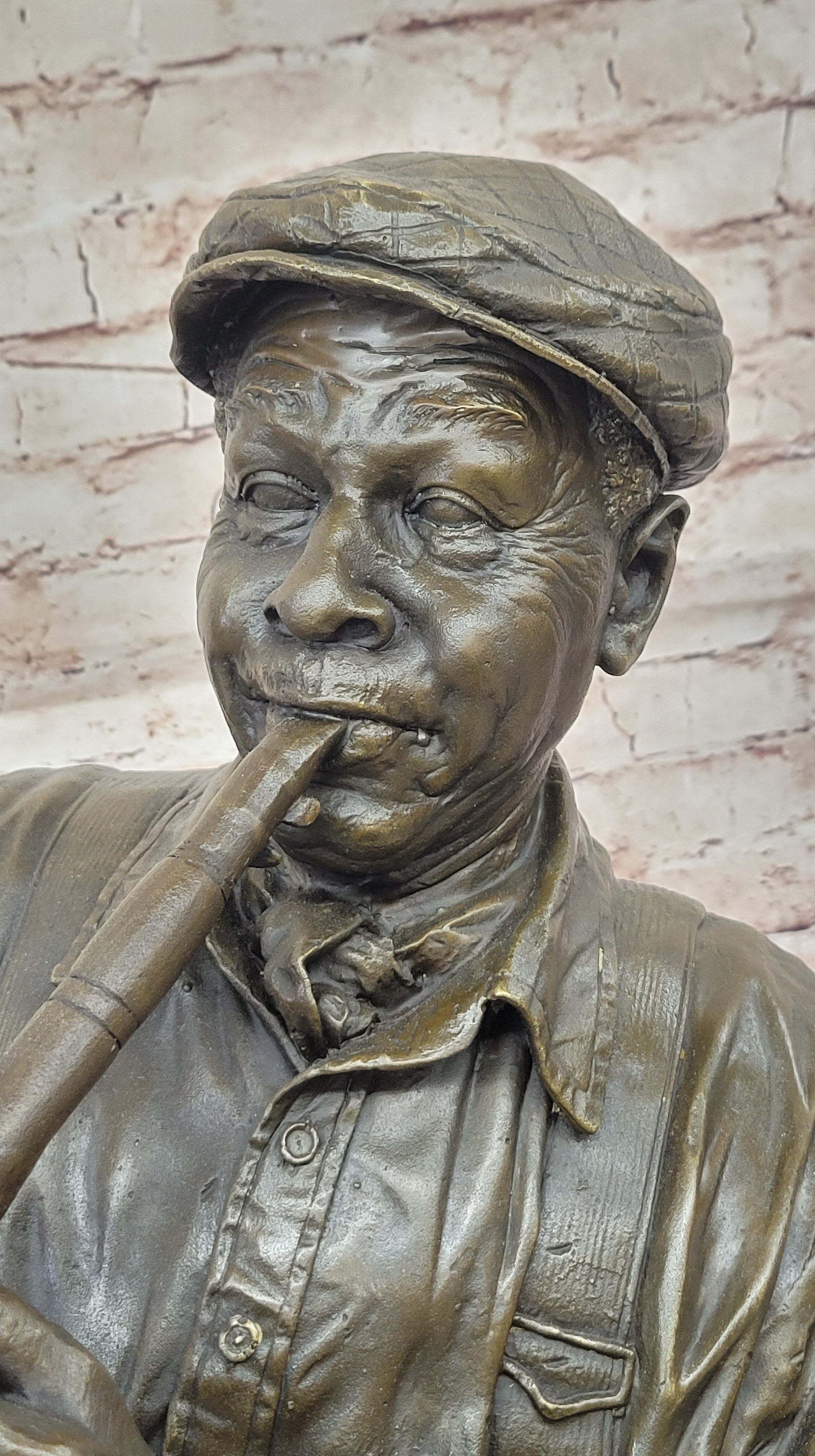 At Deco Original Artwork Massive Clarinet Player Jazz Blue Song Bronze Sculpture