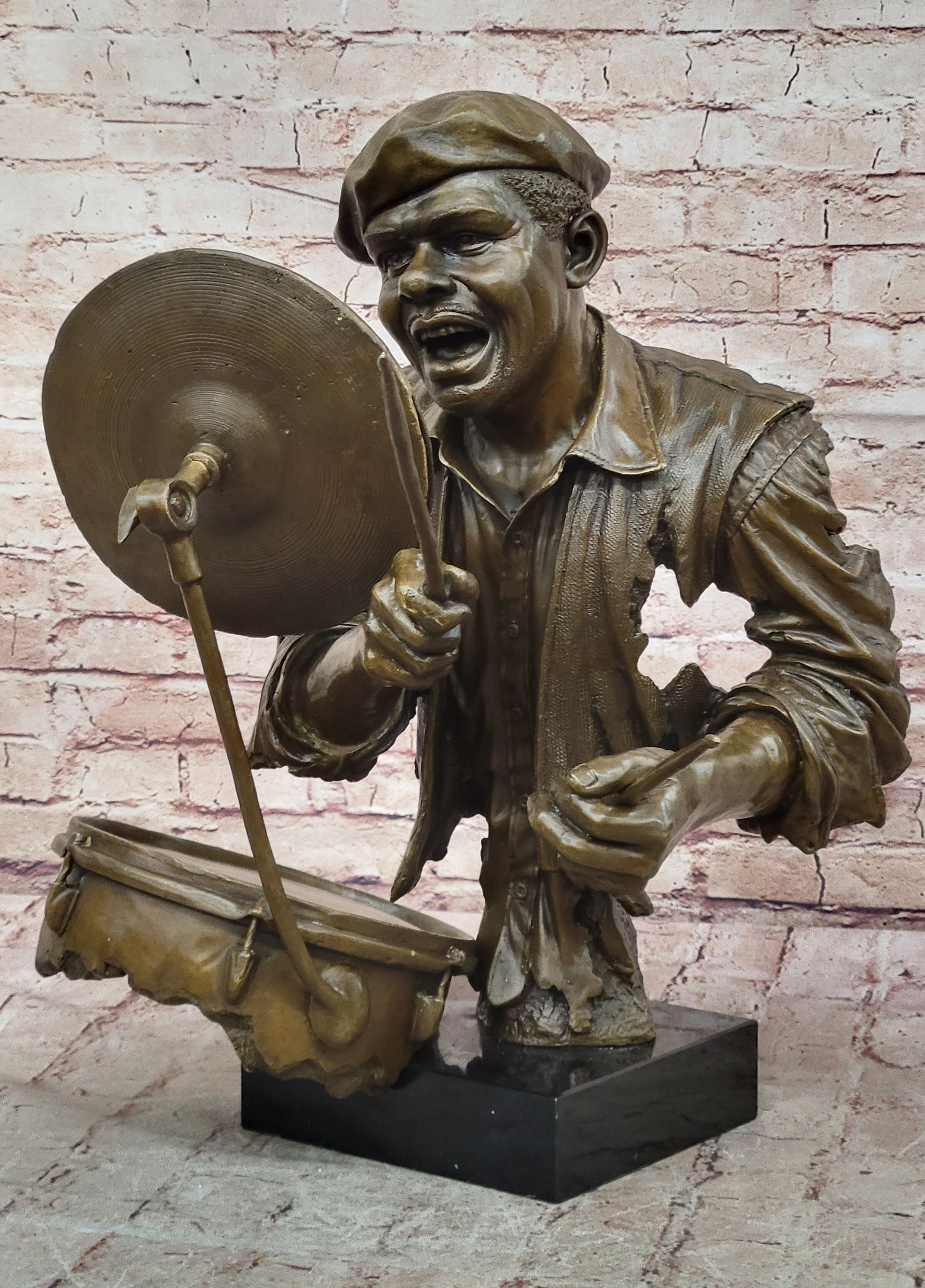 Hand Made Detailed Drum Player by Lost Wax Method Sculpture Home Decoration