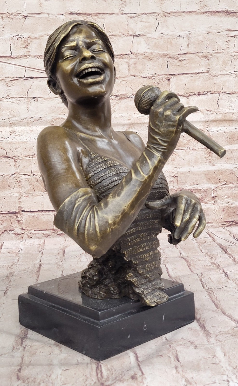 15" Bronze ART STATUE Famous female singer notability beauty bust Sculpture