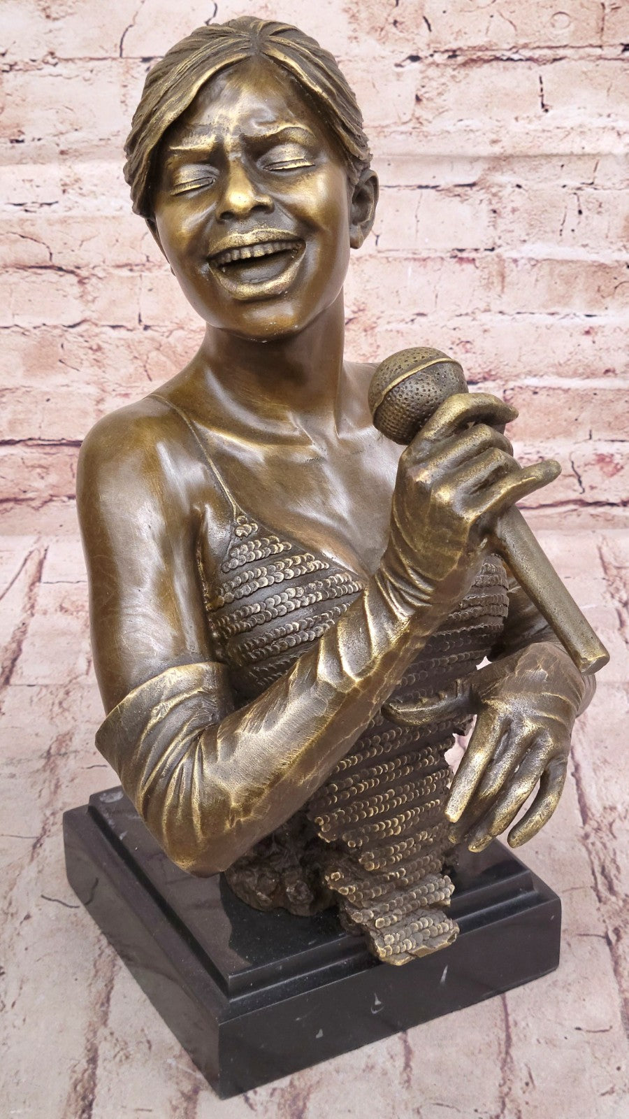 15" Bronze ART STATUE Famous female singer notability beauty bust Sculpture