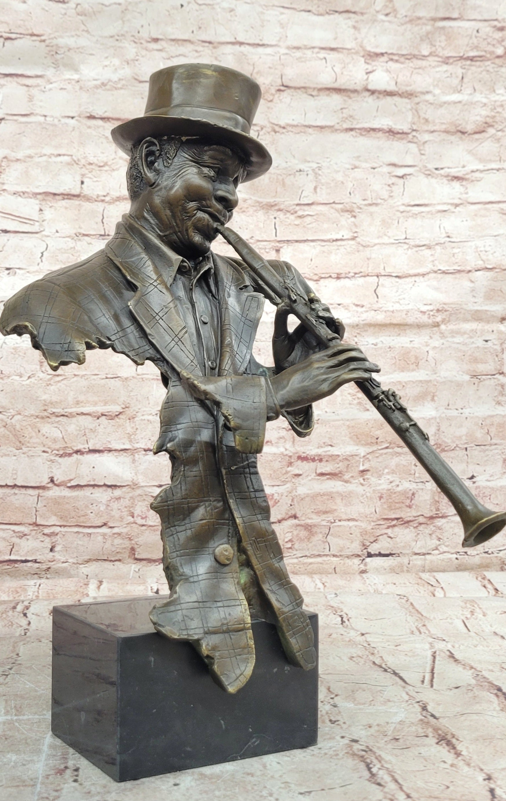 Bronze Sculpture Statue Clarinet Woodwind Player New Orleans Artist Street Music