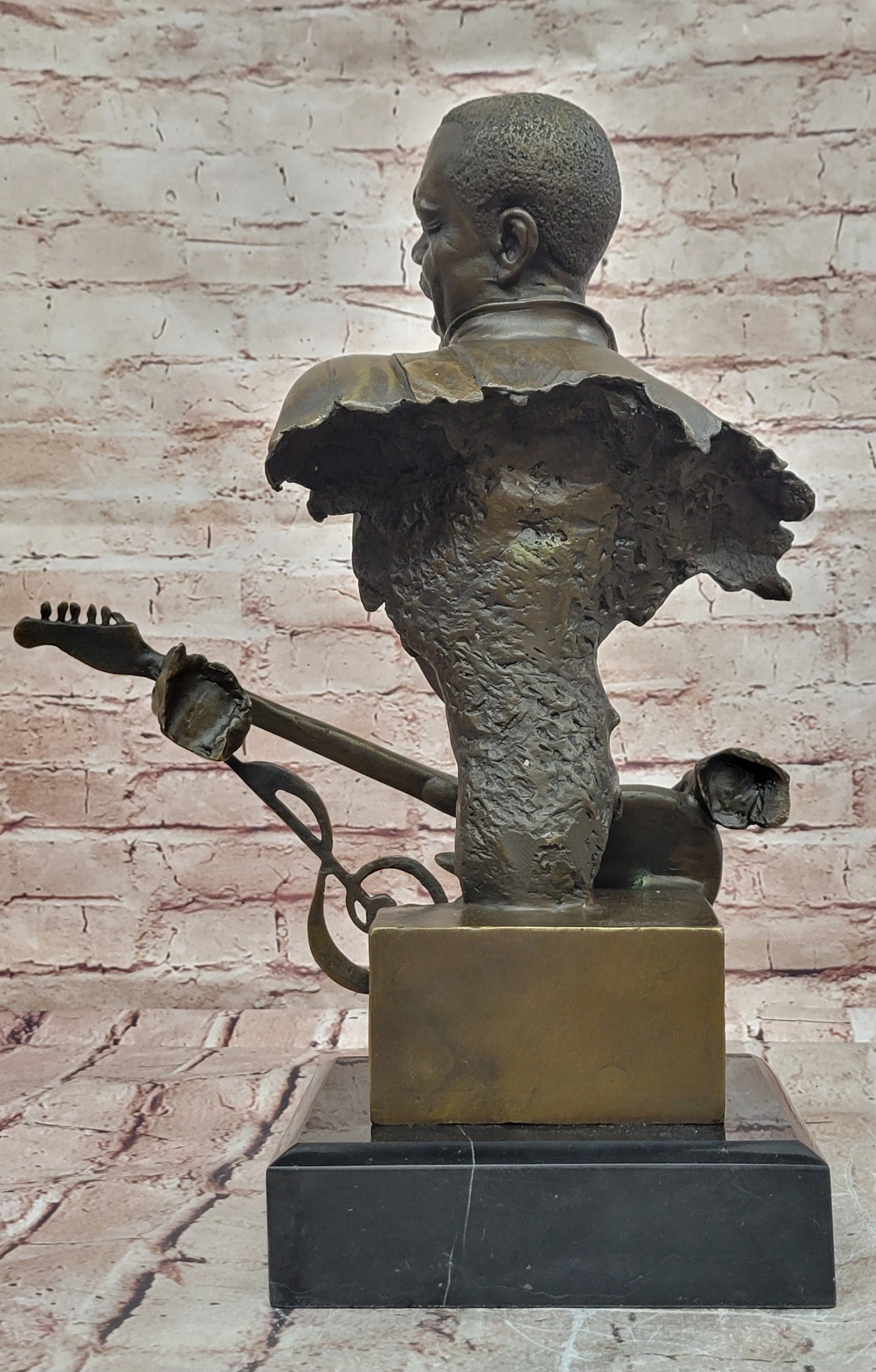 Bronze Sculpture Handcrafted Musician Music Guitar Player Hot Cast Marble Figuri