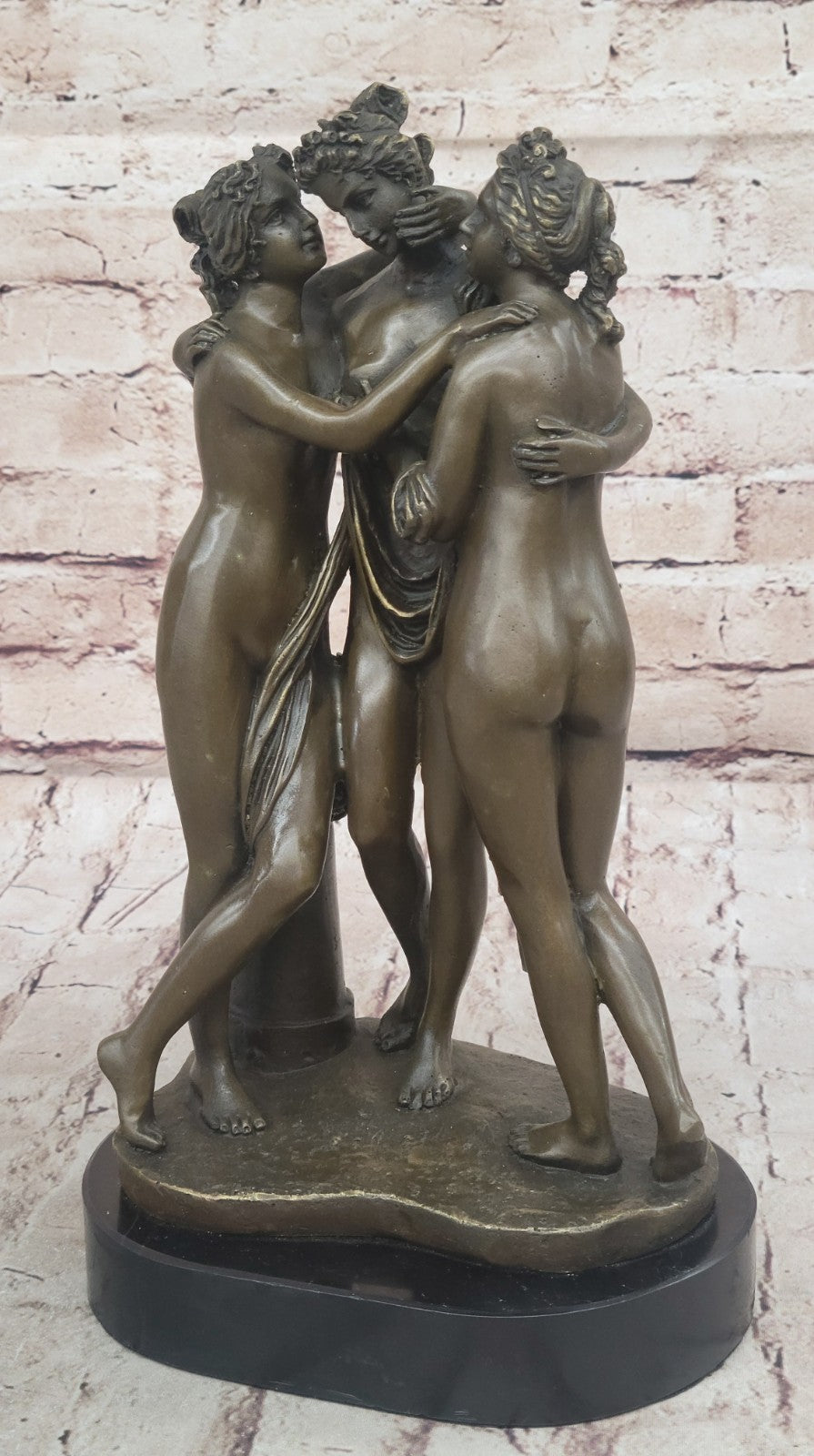 THE THREE GRACES BRONZE STATUE SCULPTURE HOT CAST FIGURINE NO RESERVE NUDE DECOR