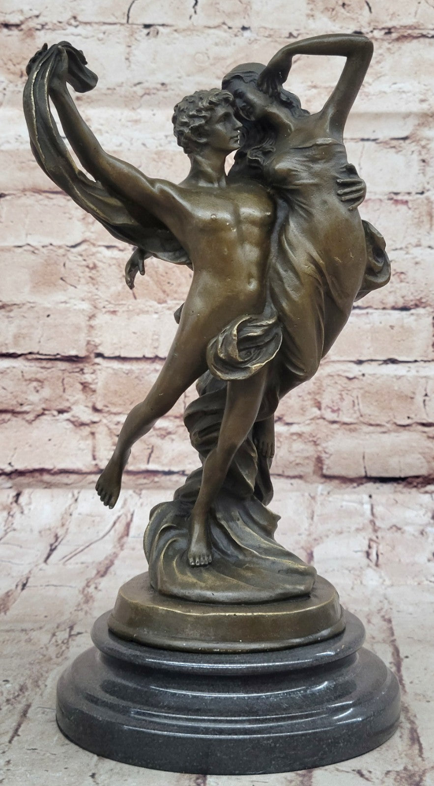 Handmade Art Lovers Cupid Psyche Eros Aphrodite Venus Bronze Marble Statue
