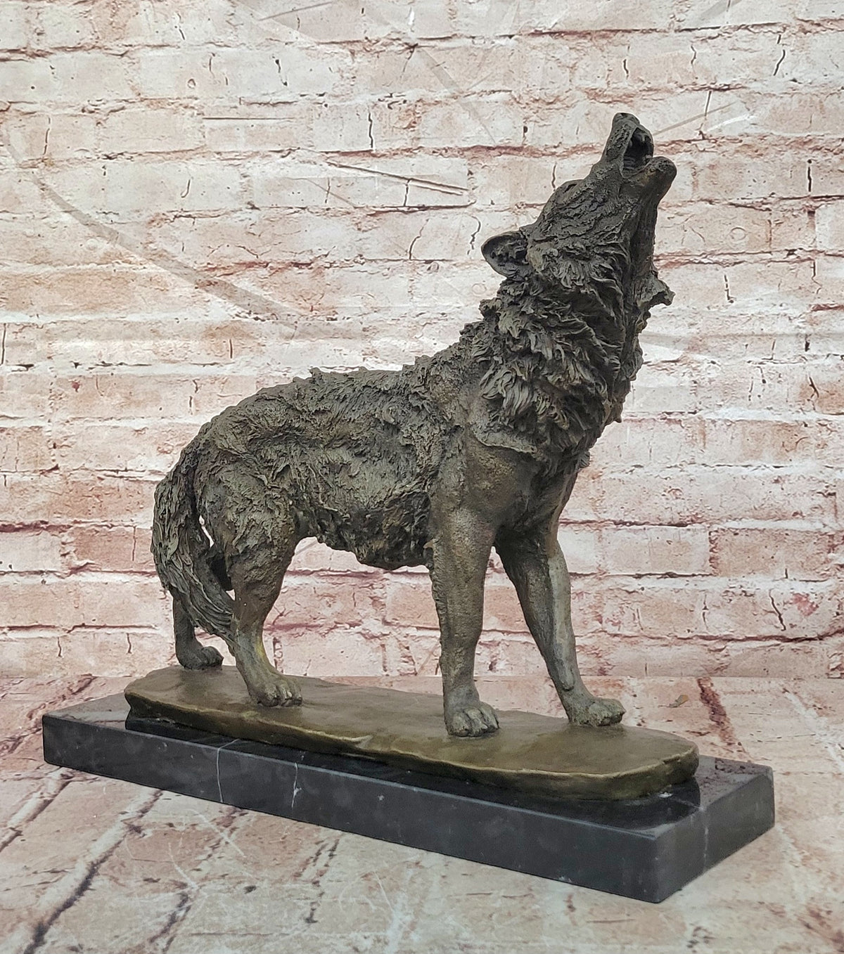 MAJESTIC BRONZE ART SCULPTURE STATUE WOLF CLASSIC BRONZE STATUE SIGNED:BARYE