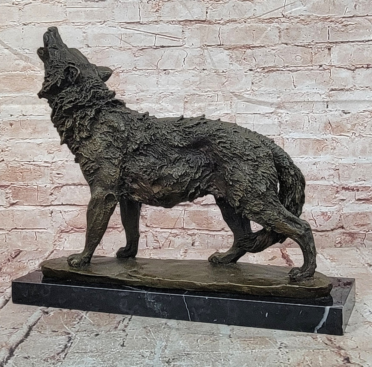MAJESTIC BRONZE ART SCULPTURE STATUE WOLF CLASSIC BRONZE STATUE SIGNED:BARYE
