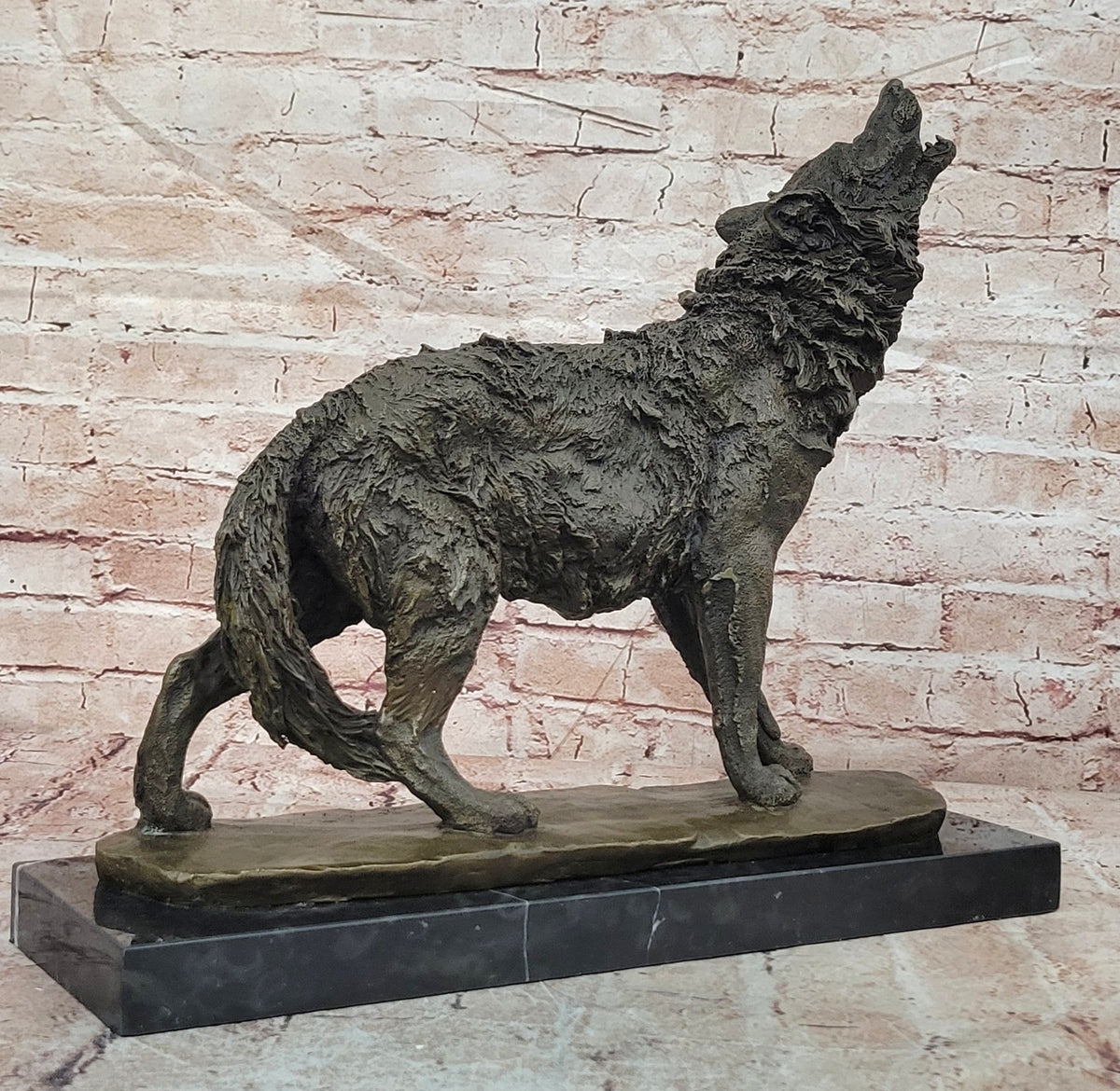 MAJESTIC BRONZE ART SCULPTURE STATUE WOLF CLASSIC BRONZE STATUE SIGNED:BARYE