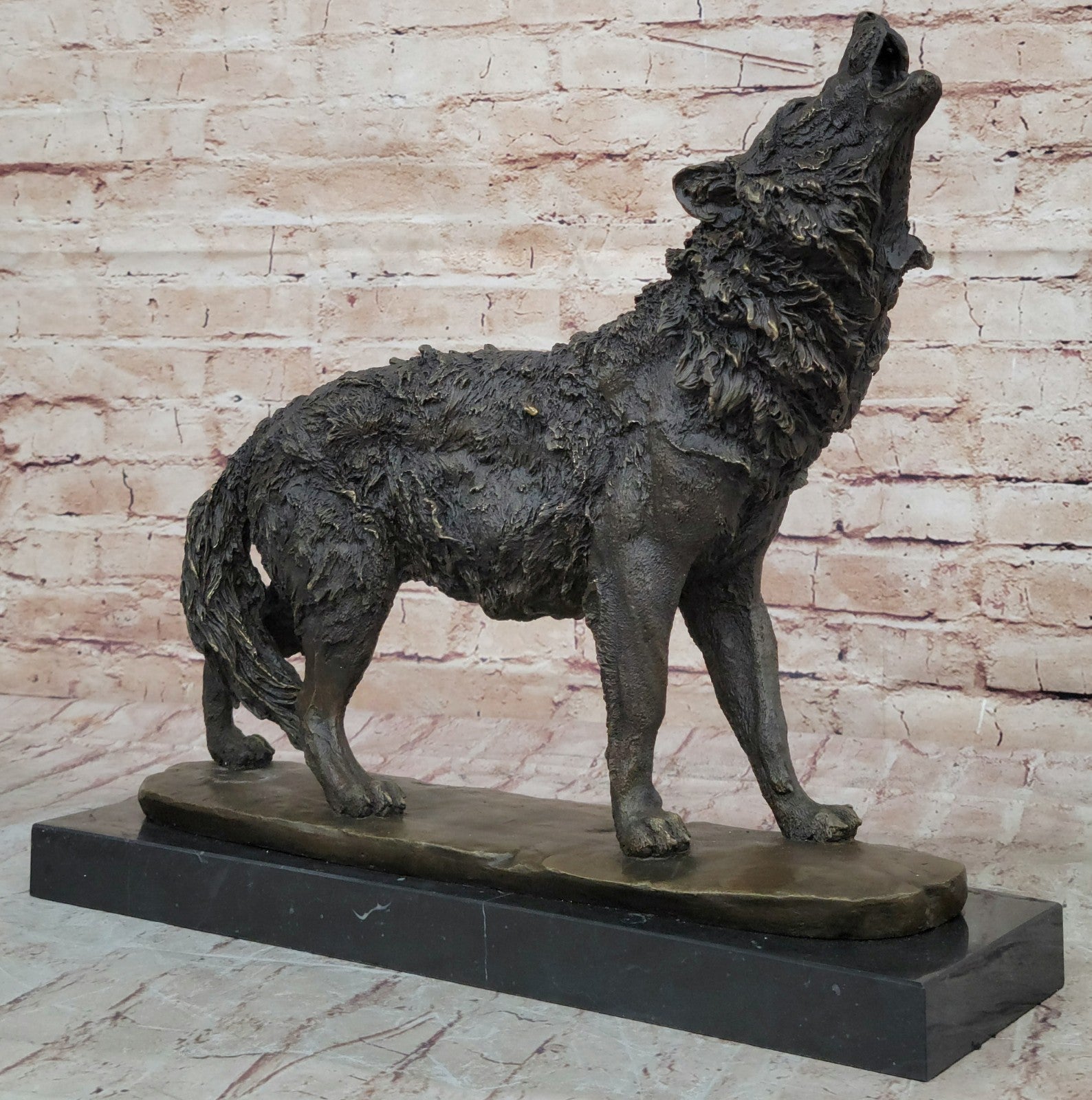MAJESTIC BRONZE ART SCULPTURE STATUE WOLF CLASSIC BRONZE STATUE SIGNED:BARYE