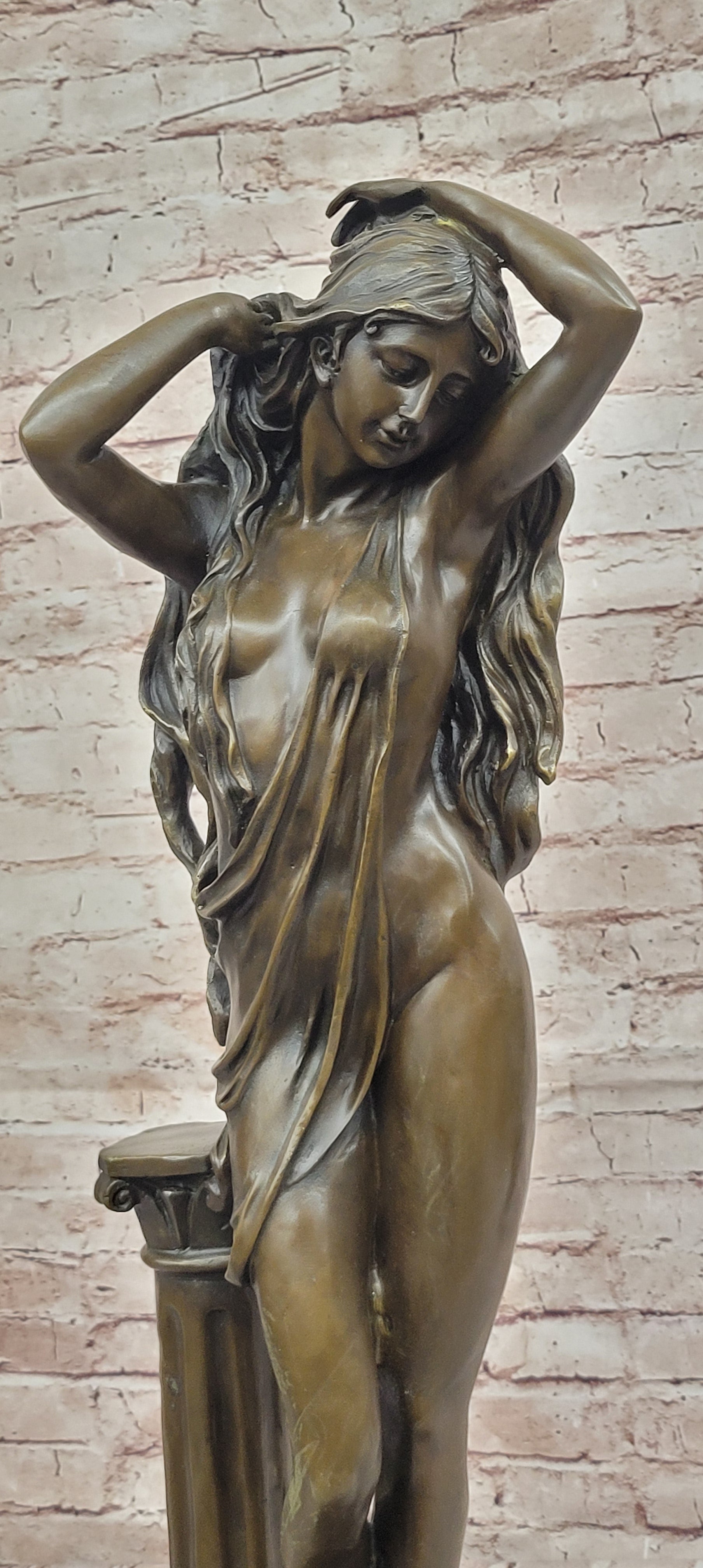 Aldo Vitaleh Art Deco Bronze Statue - Alluring Woman Sculpture, Signed Original
