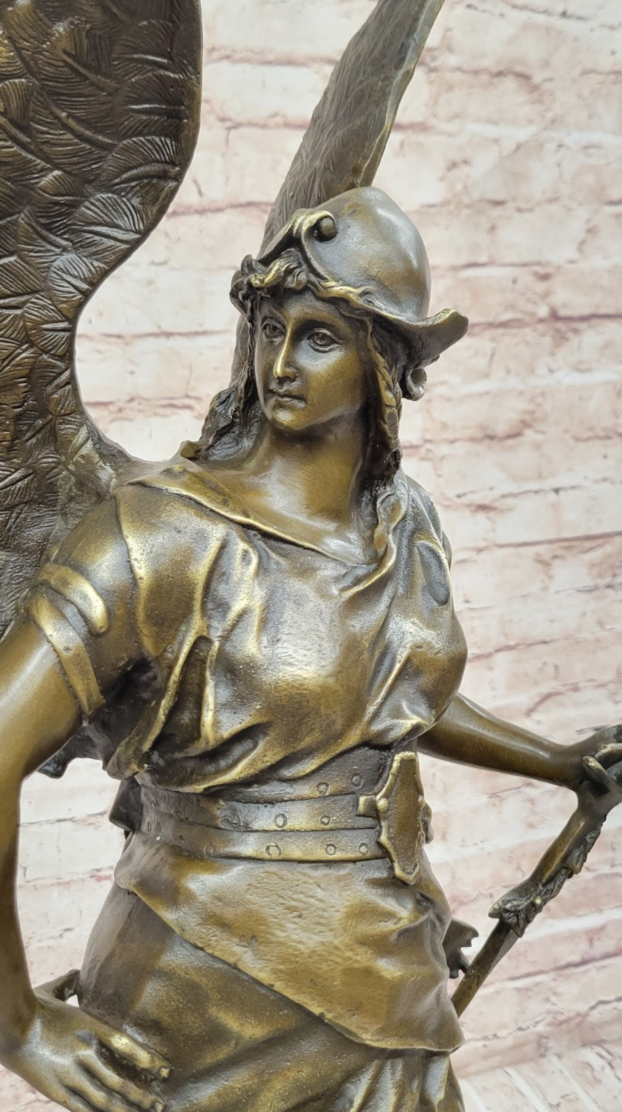 Vintage Bronze Sculpture Angel Goddess of Victory Warrior Statue Art Deco Huge