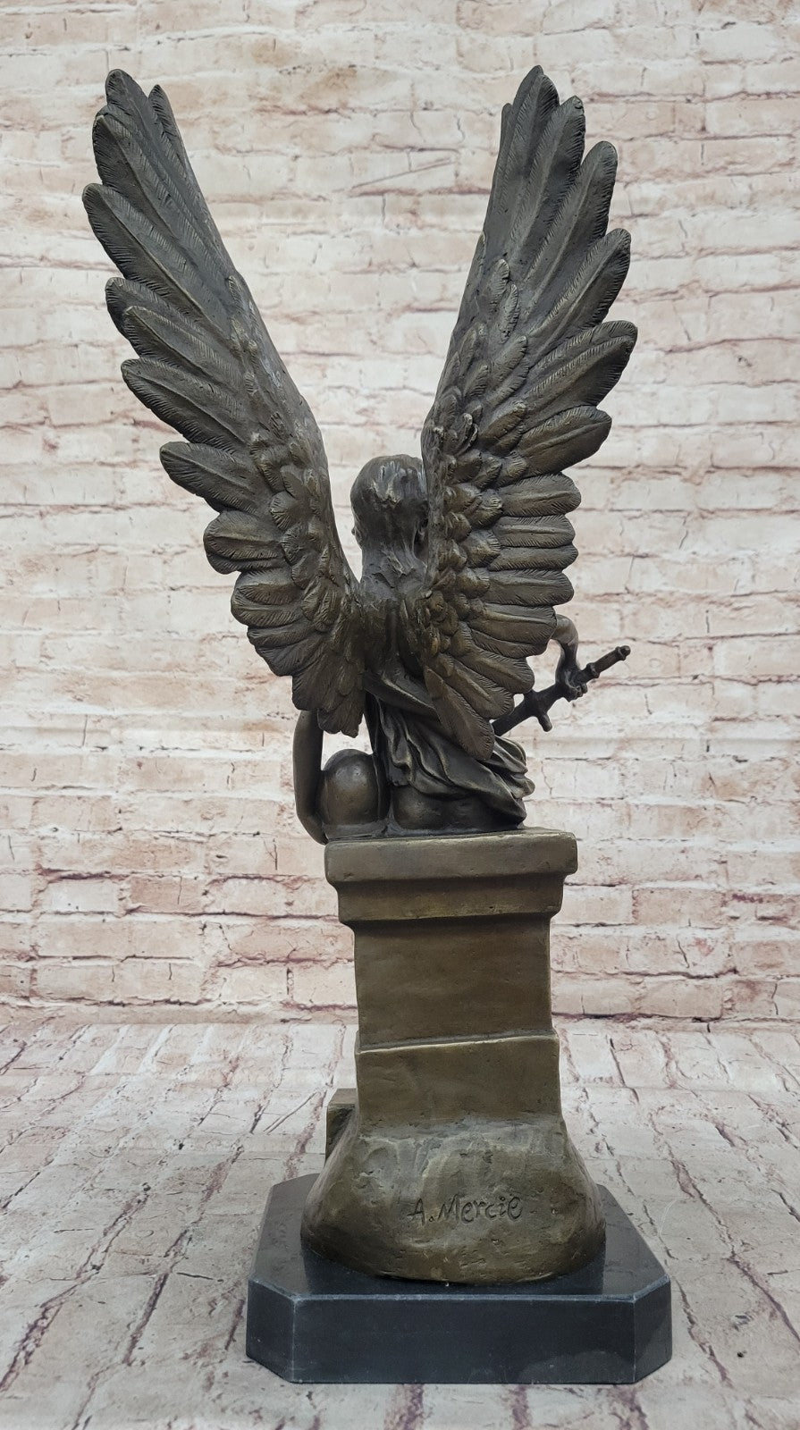 Handcrafted bronze sculpture SALE Hero Wisdom Peace Goddess Athena Marble