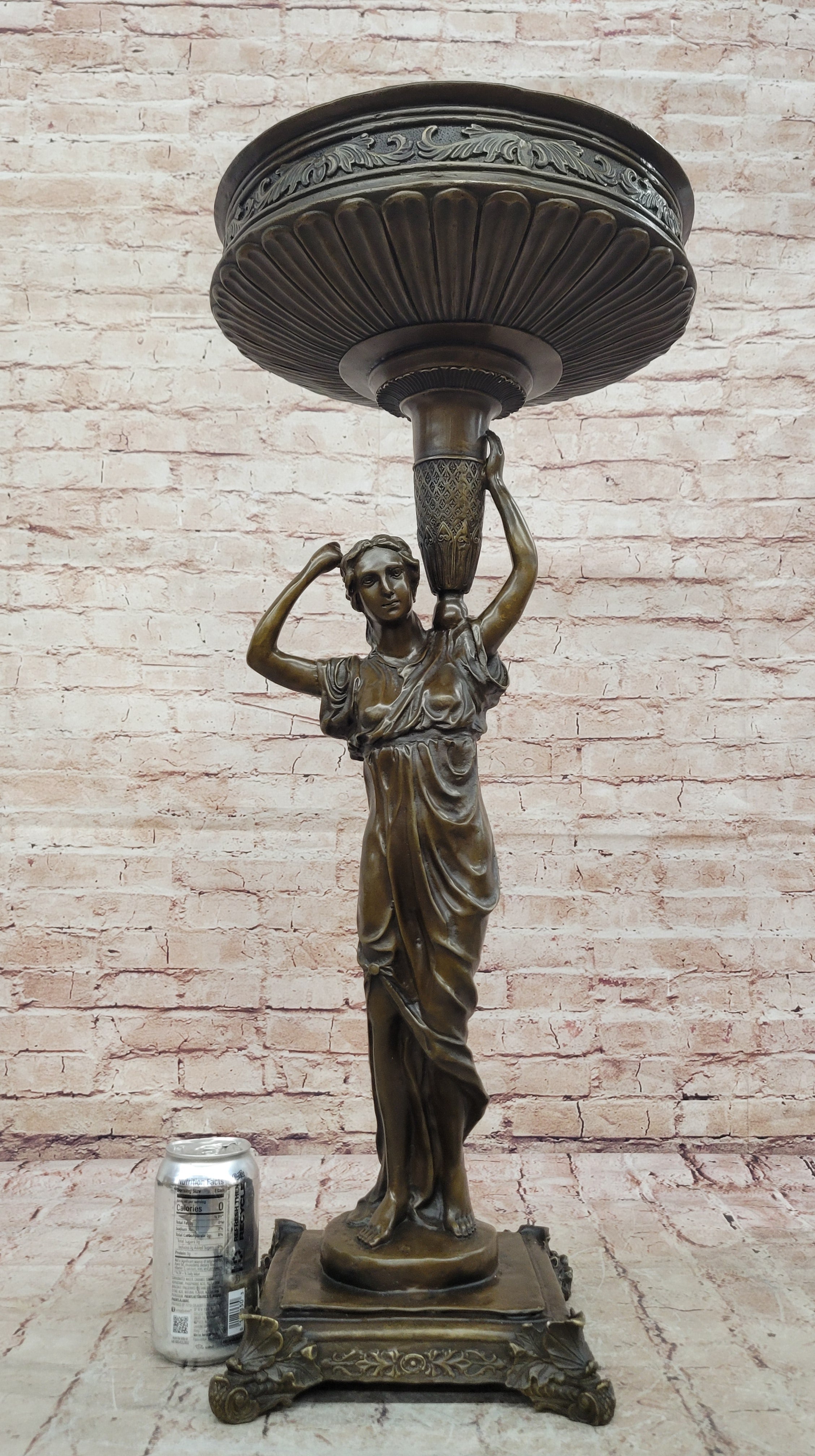 Signed Milo Bronze Woman Statue Classical Style Pedestal Sculpture Home Decor