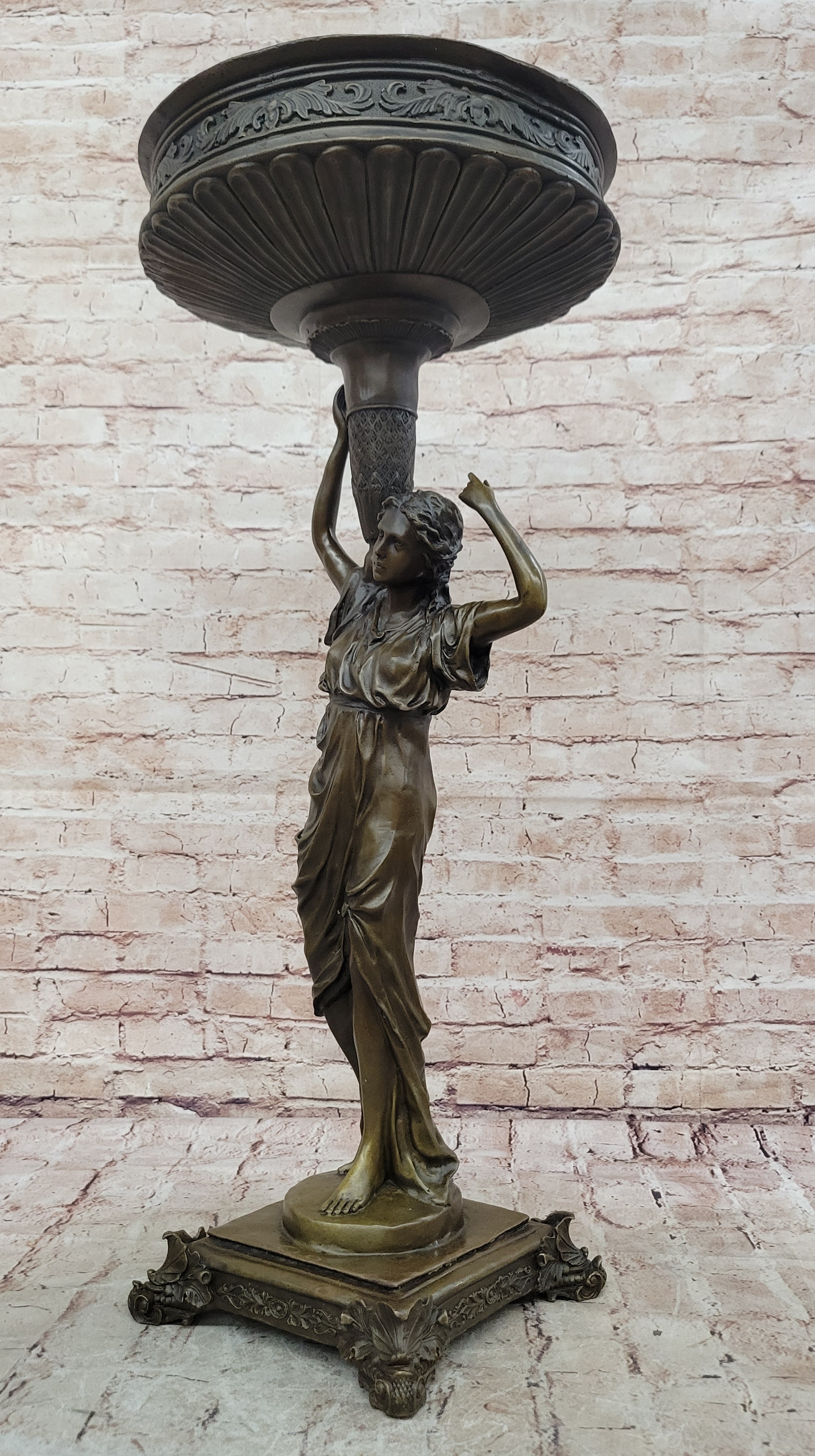 Milo Bronze Pedestal Woman Sculpture Classical Style Lady Statue Collectible