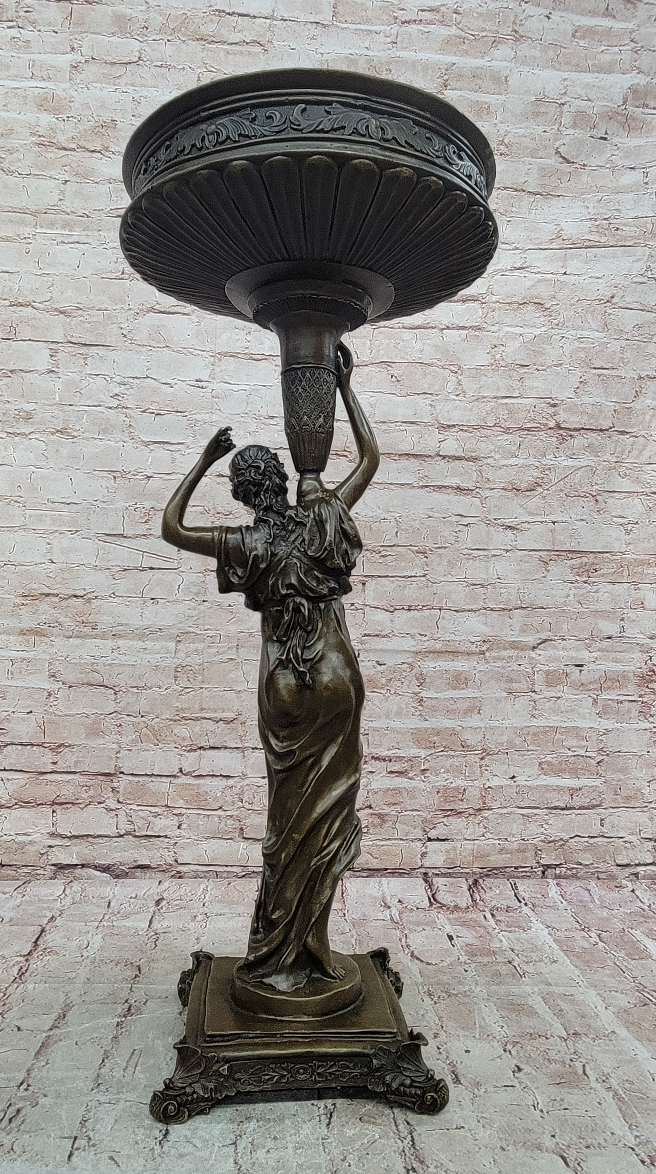 Milo Bronze Pedestal Woman Sculpture Classical Style Lady Statue Collectible