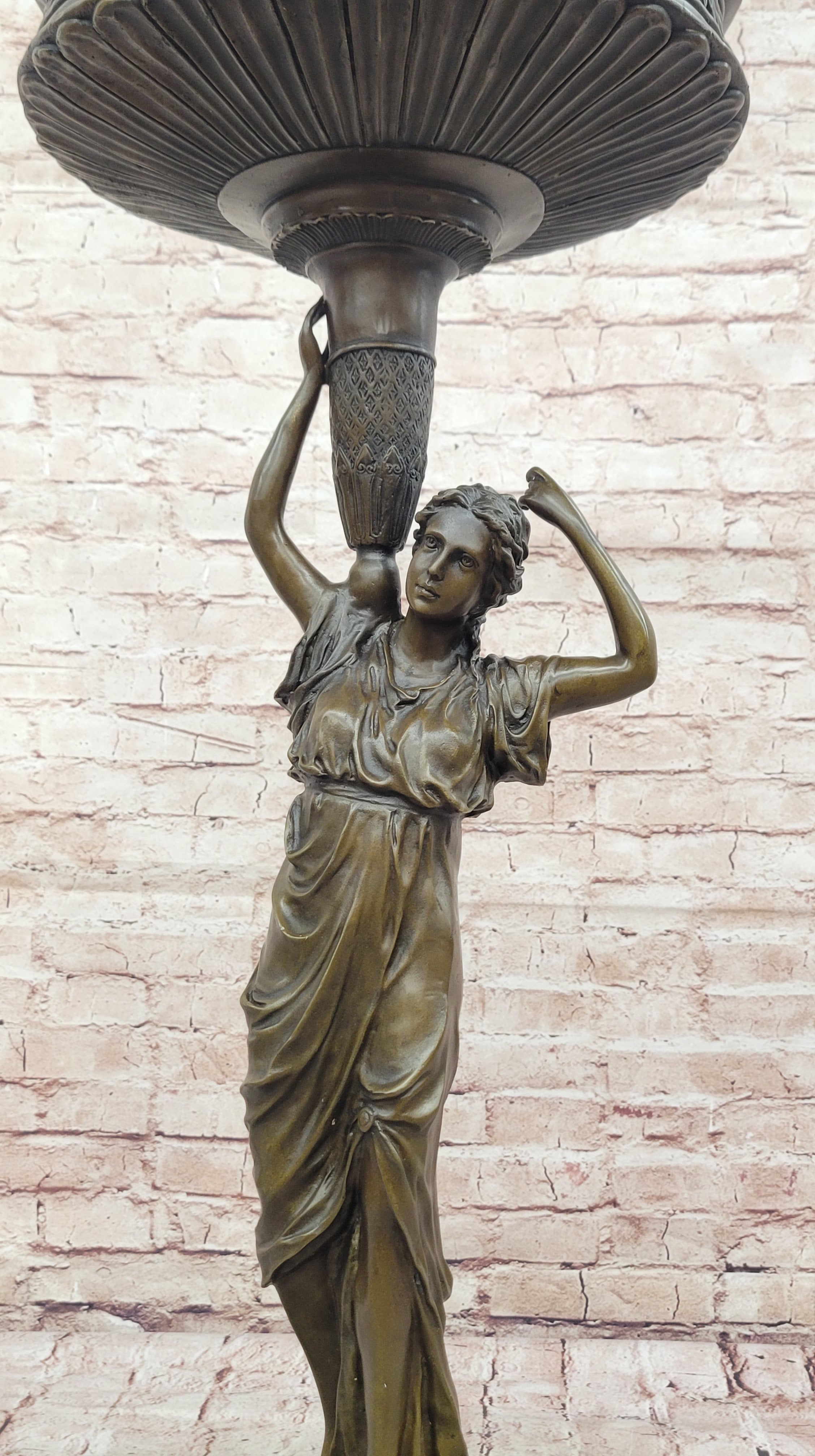 Milo Bronze Pedestal Woman Sculpture Classical Style Lady Statue Collectible