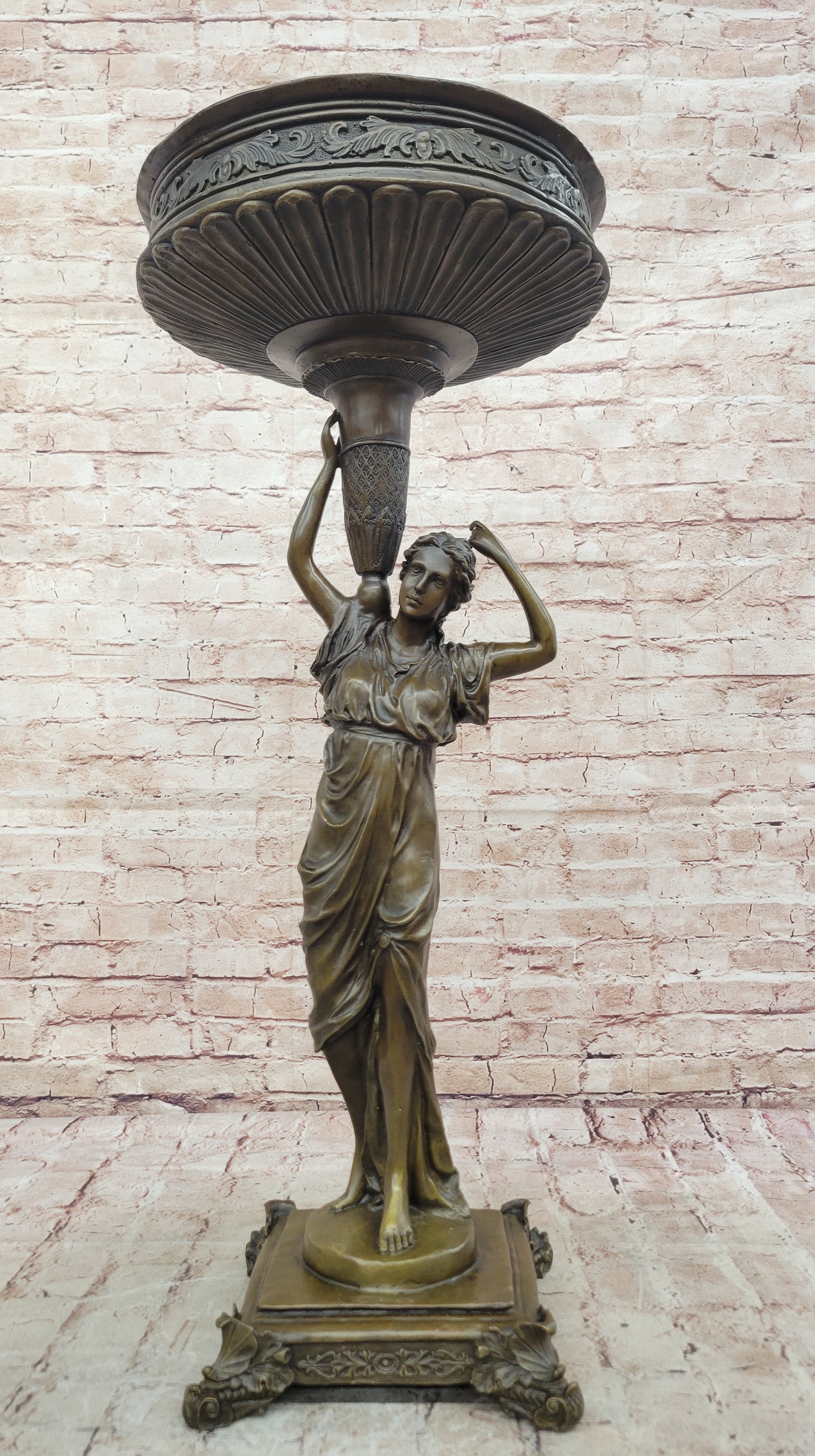 Milo Bronze Pedestal Woman Sculpture Classical Style Lady Statue Collectible