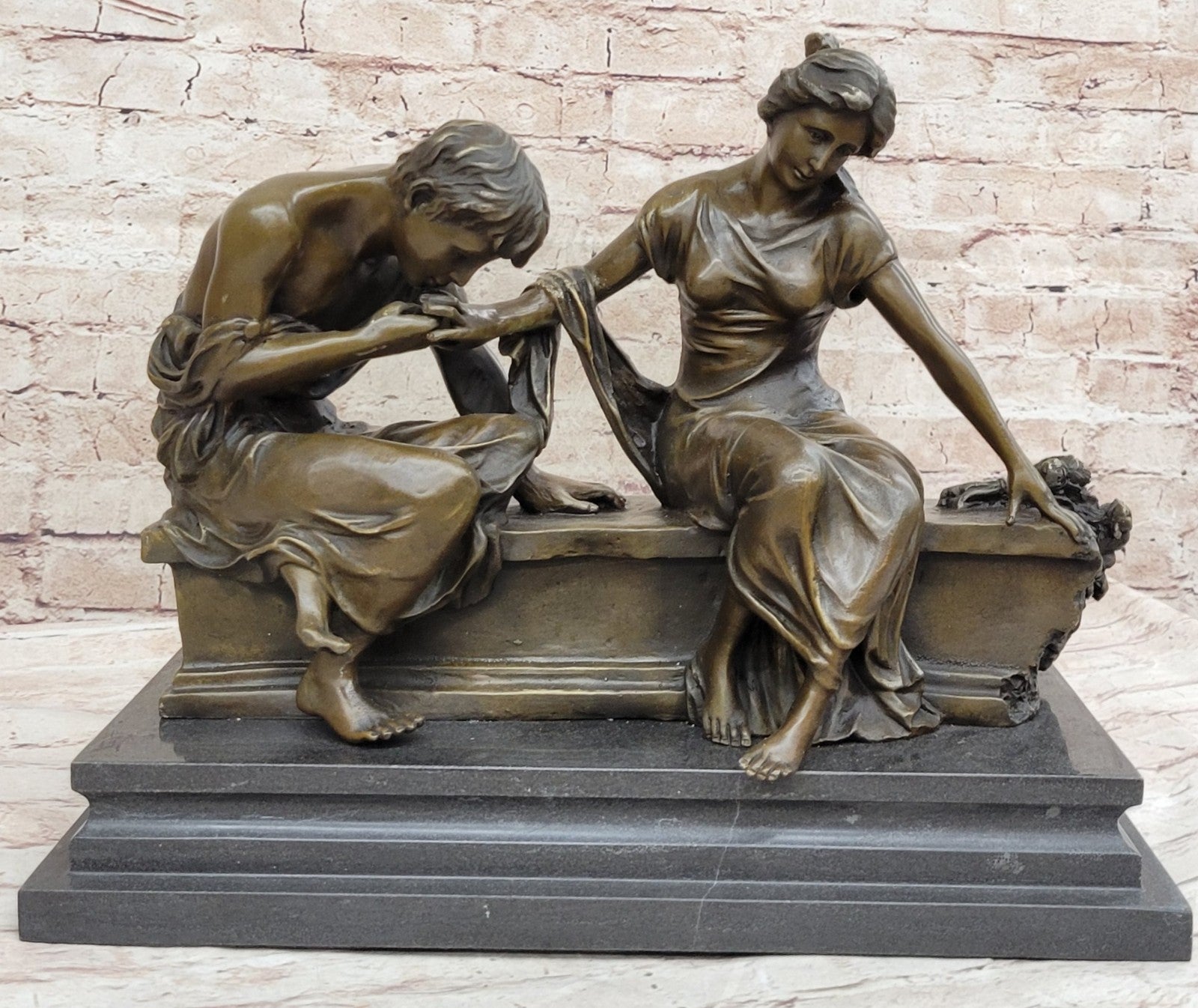 Signed Dalou Love Bronze Sculpture Romance Sculpture Home Office Decoration