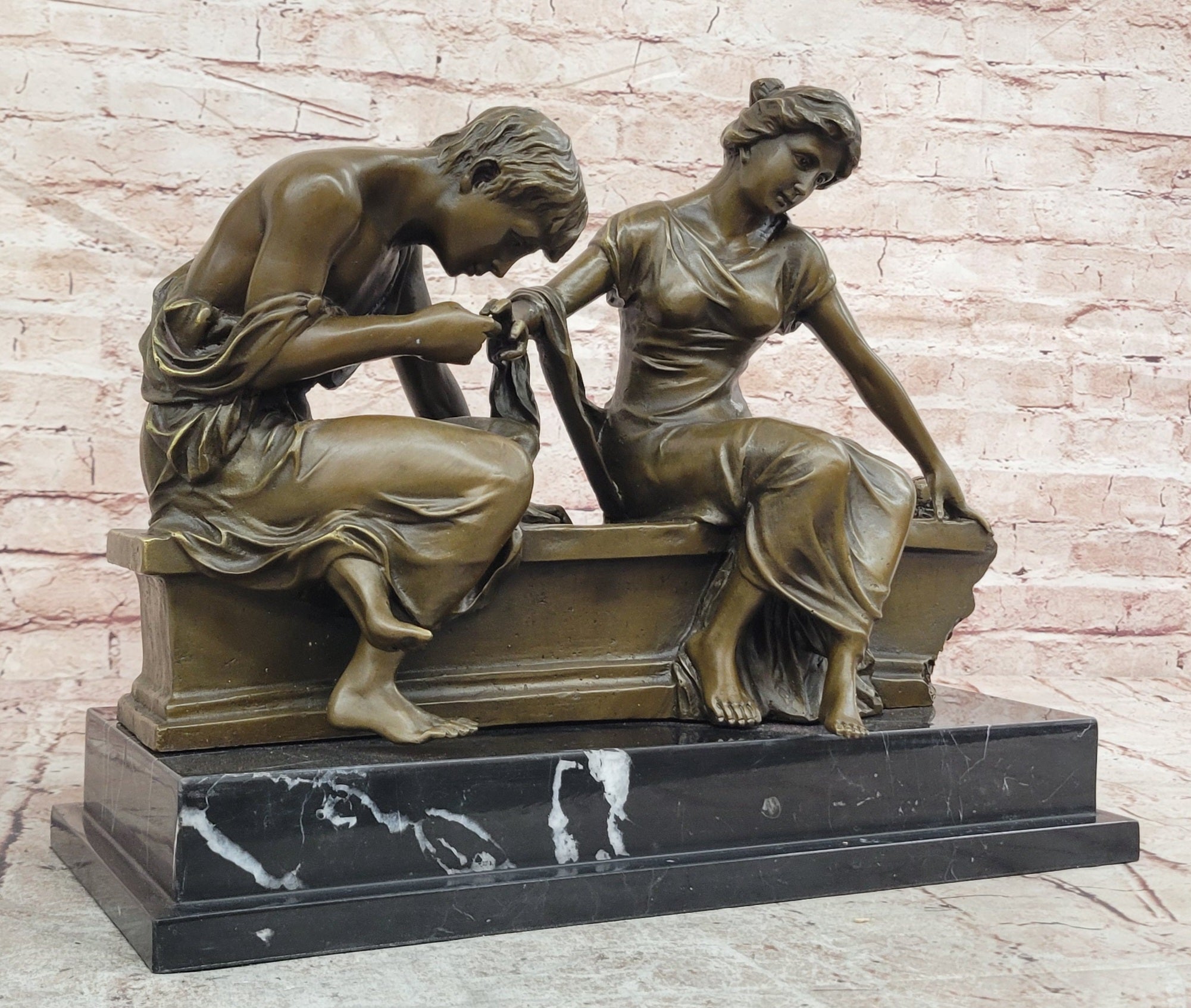 Signed Dalou Love Bronze Sculpture Romance Sculpture Home Office Decoration