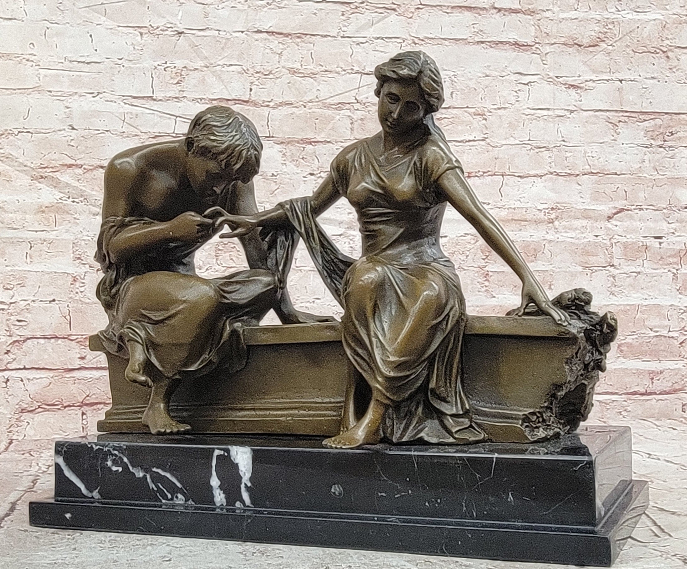 Signed Dalou Love Bronze Sculpture Romance Sculpture Home Office Decoration