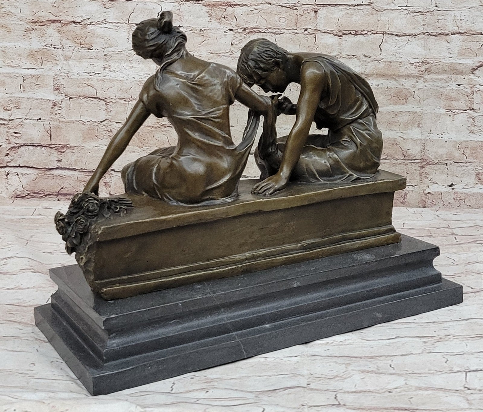 Signed Dalou Love Bronze Sculpture Romance Sculpture Home Office Decoration