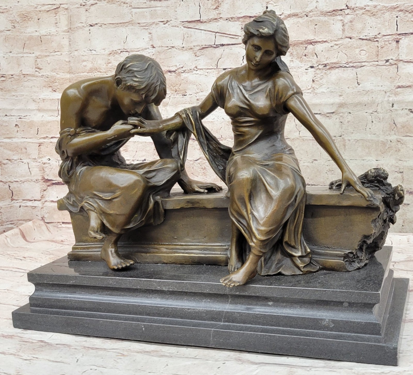 Signed Dalou Love Bronze Sculpture Romance Sculpture Home Office Decoration