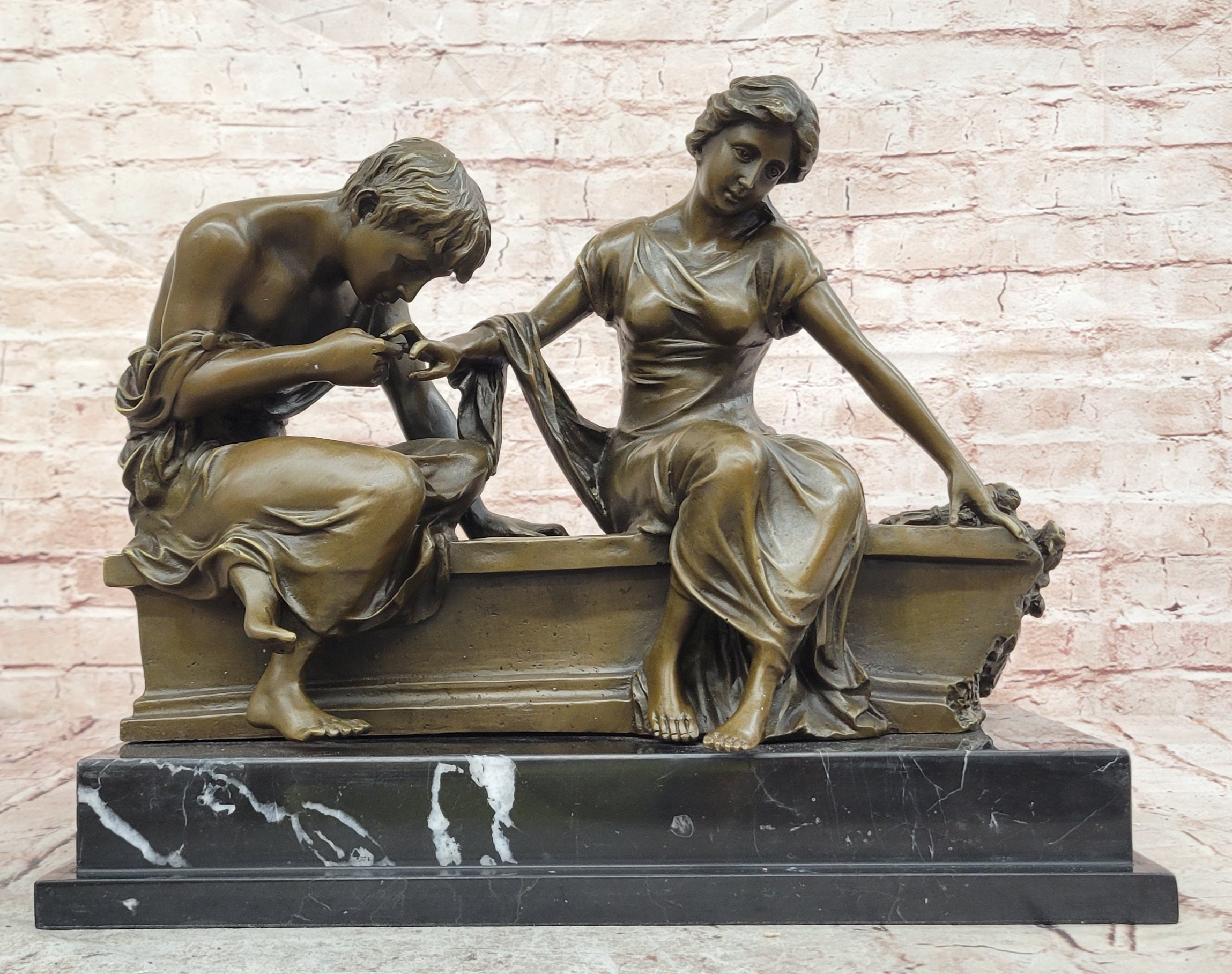 Signed Dalou Love Bronze Sculpture Romance Sculpture Home Office Decoration
