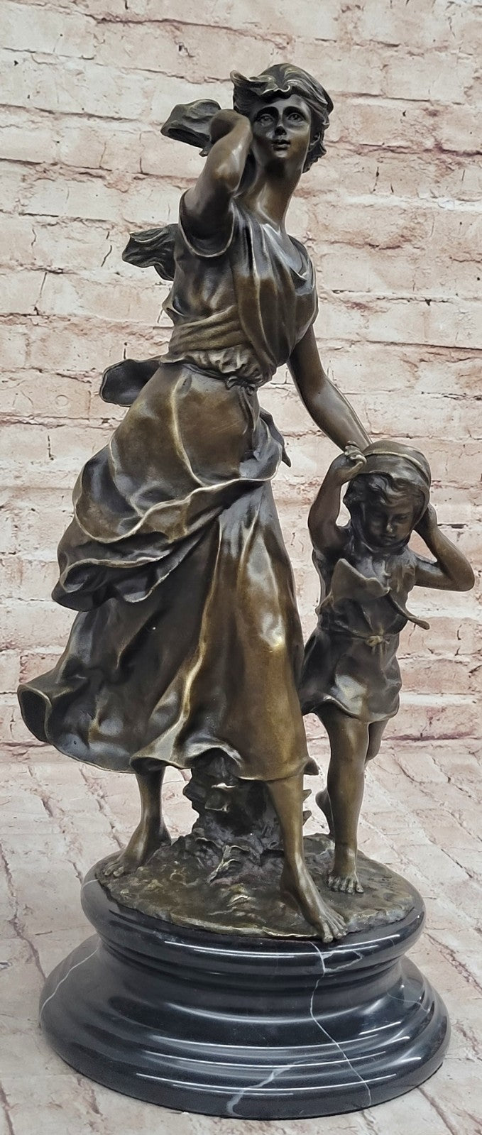 Beautiful Vintage Bronze Figurine - Mother & Baby/Child - Estate - Hot Cast Sale