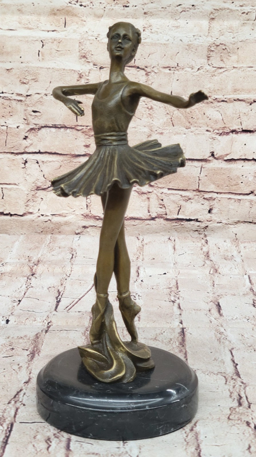 11" Tall Classical Dancer Ballerina Signed Bronze Sculpture Figure Art Nouveau