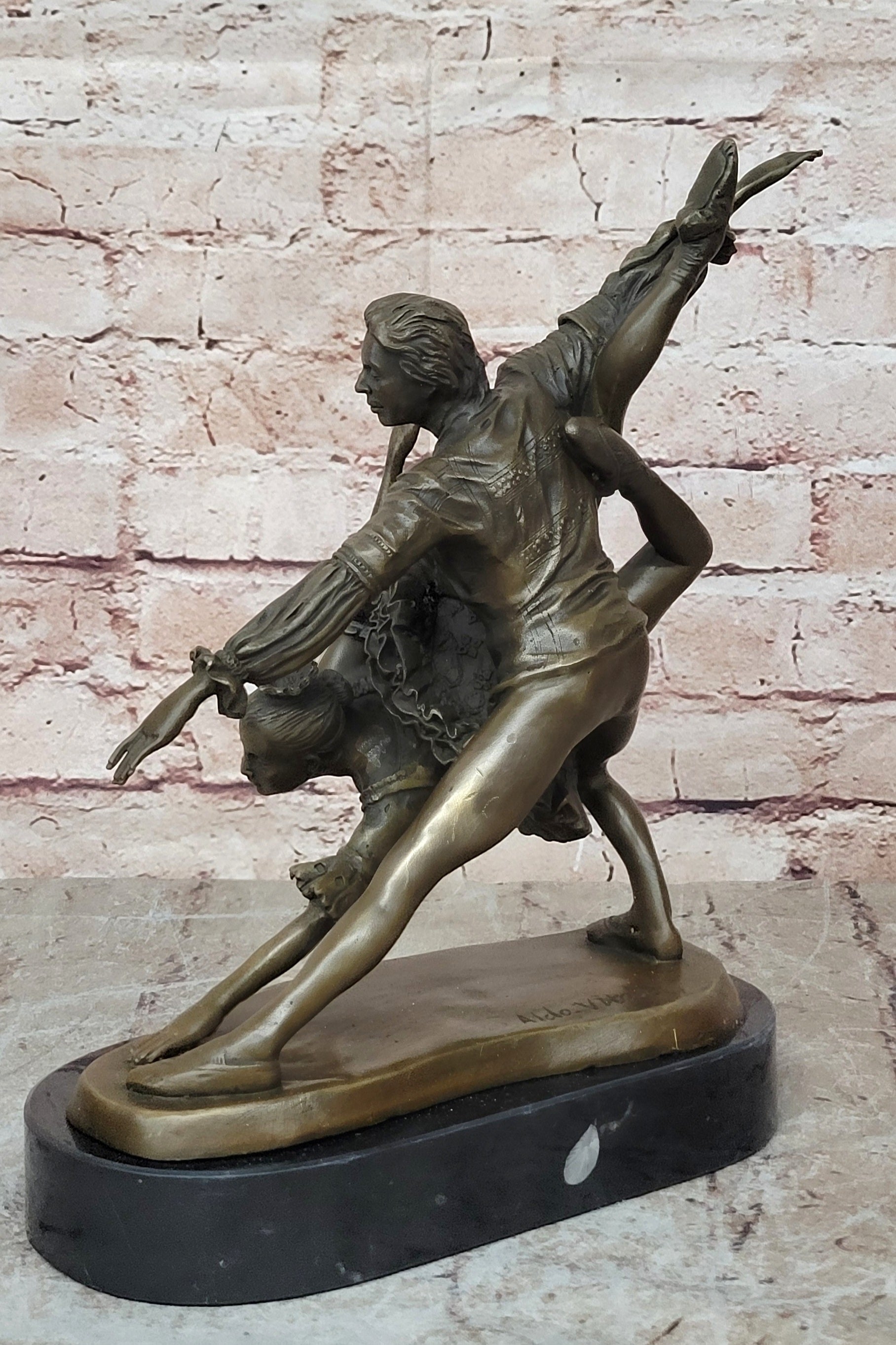 Amazing Original Bronze Sculpture By Aldo Vitaleh. Two Ballet Dancers. Signed.  Artwork