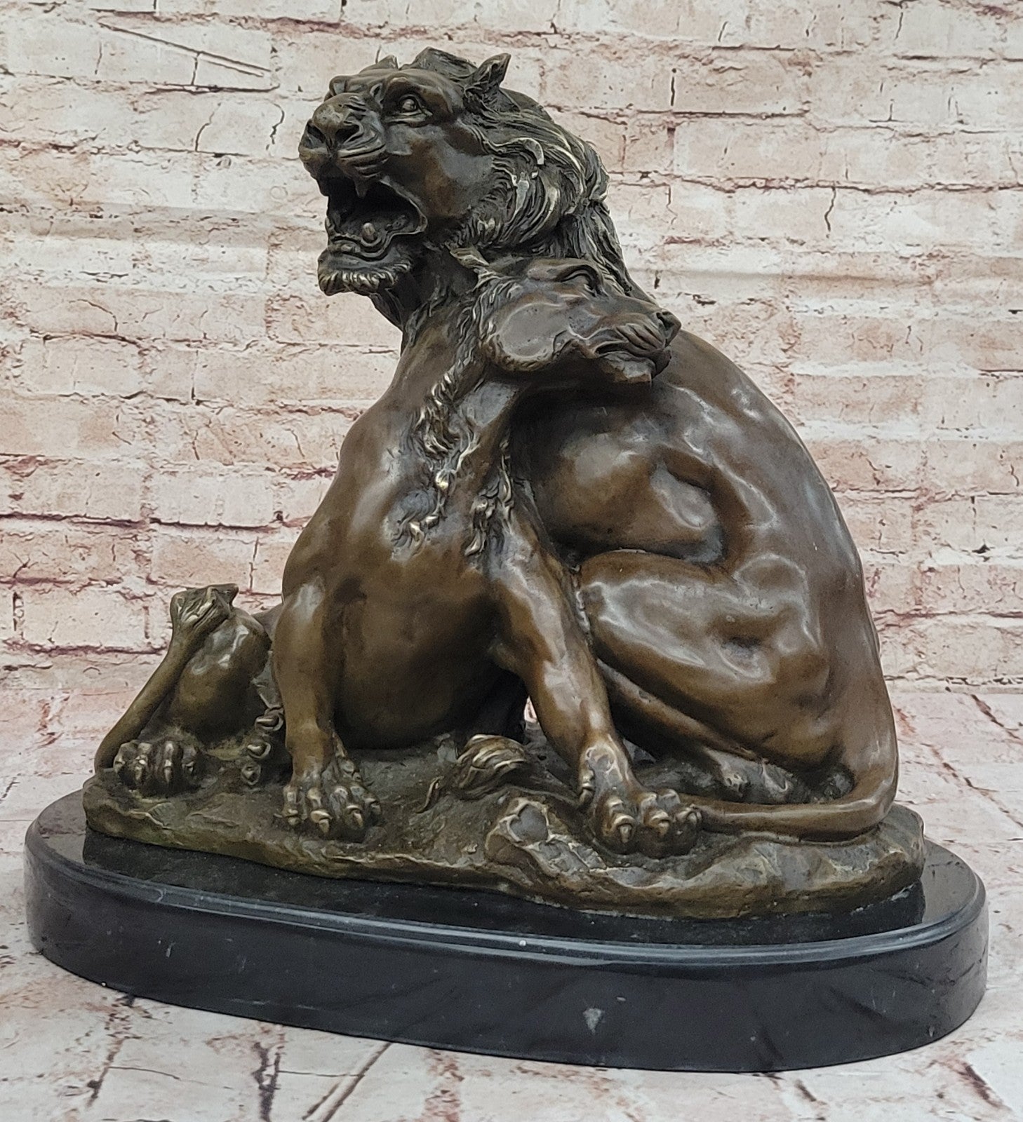 Hot Cast Lions Couple in Love Museum Quality Bronze Sculpture Statue Figurine