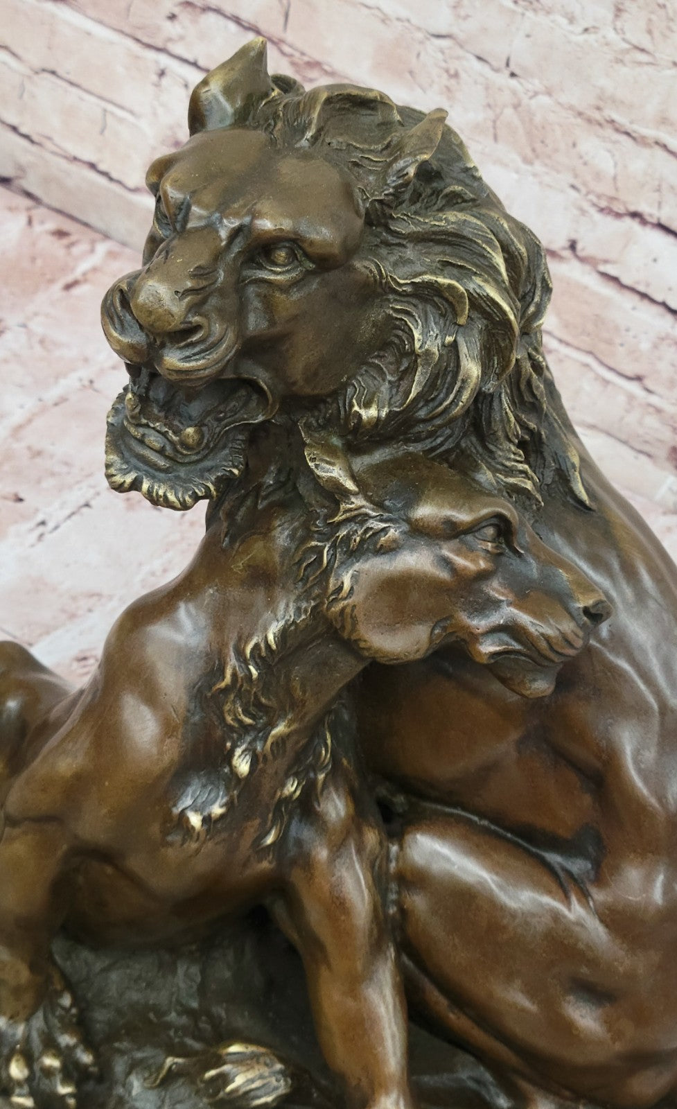 Hot Cast Lions Couple in Love Museum Quality Bronze Sculpture Statue Figurine