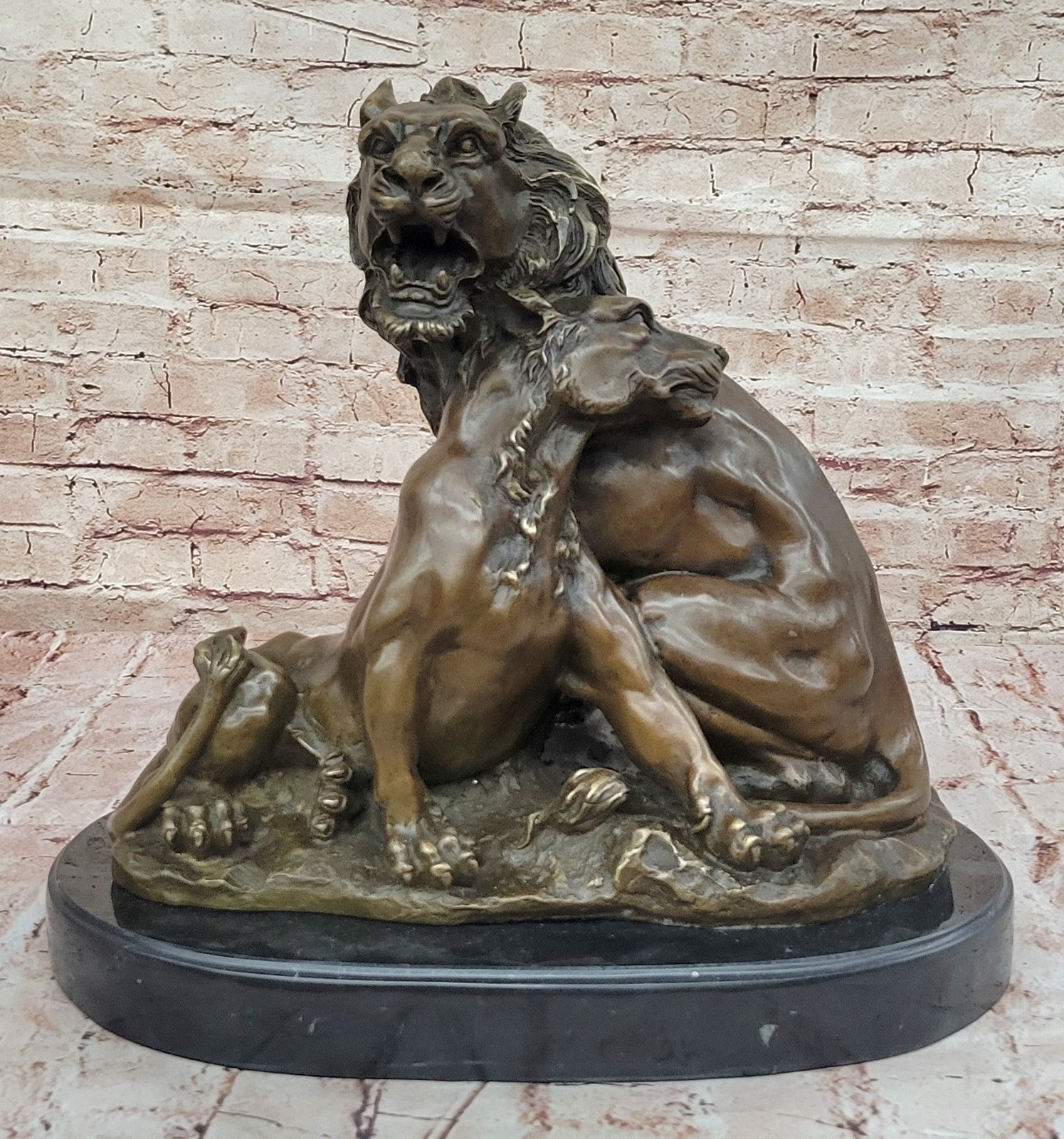Hot Cast Lions Couple in Love Museum Quality Bronze Sculpture Statue Figurine