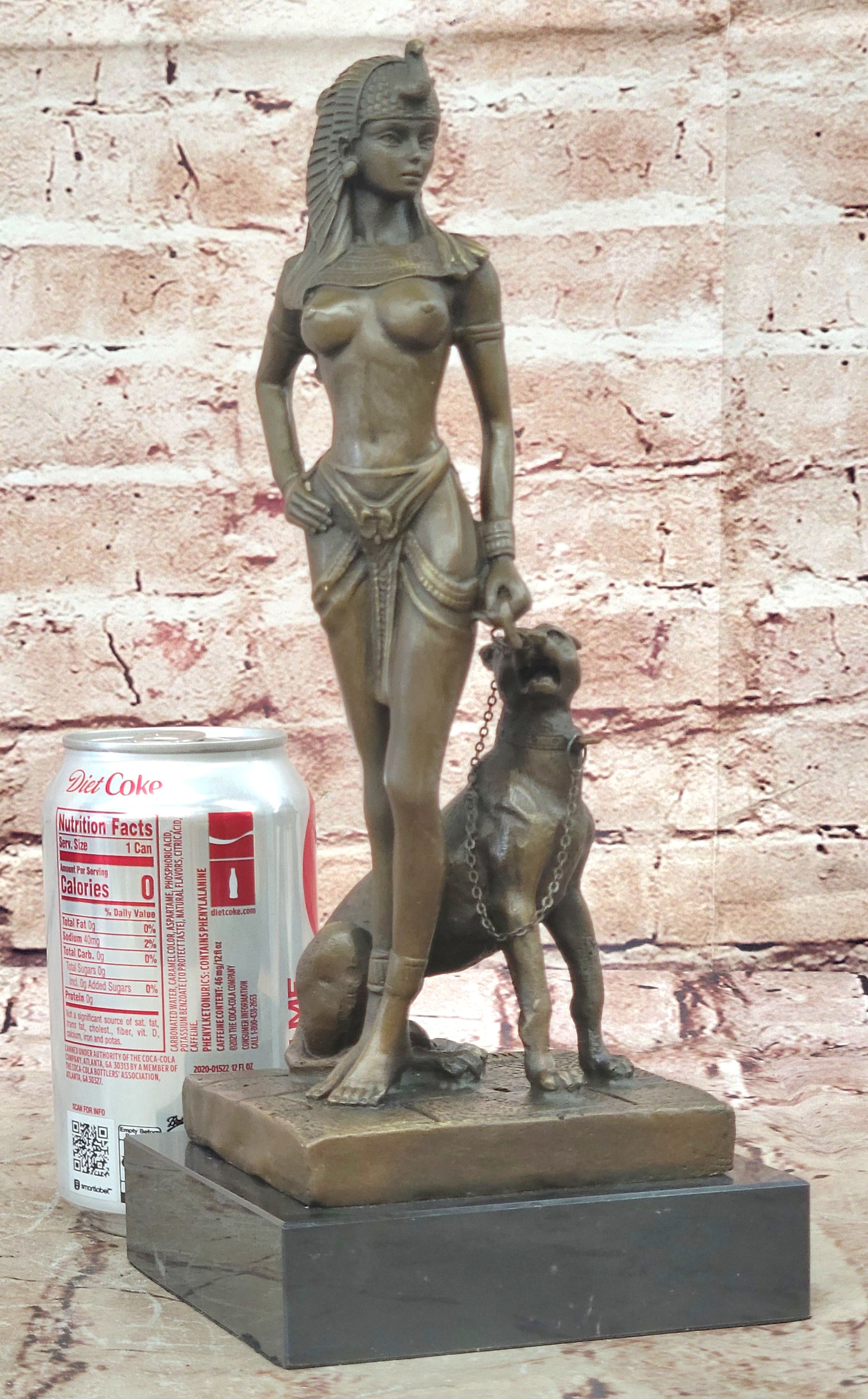 Sculpture Bronze Figure Nude Cleopatra with Panther Hot Cast Figurine Statue