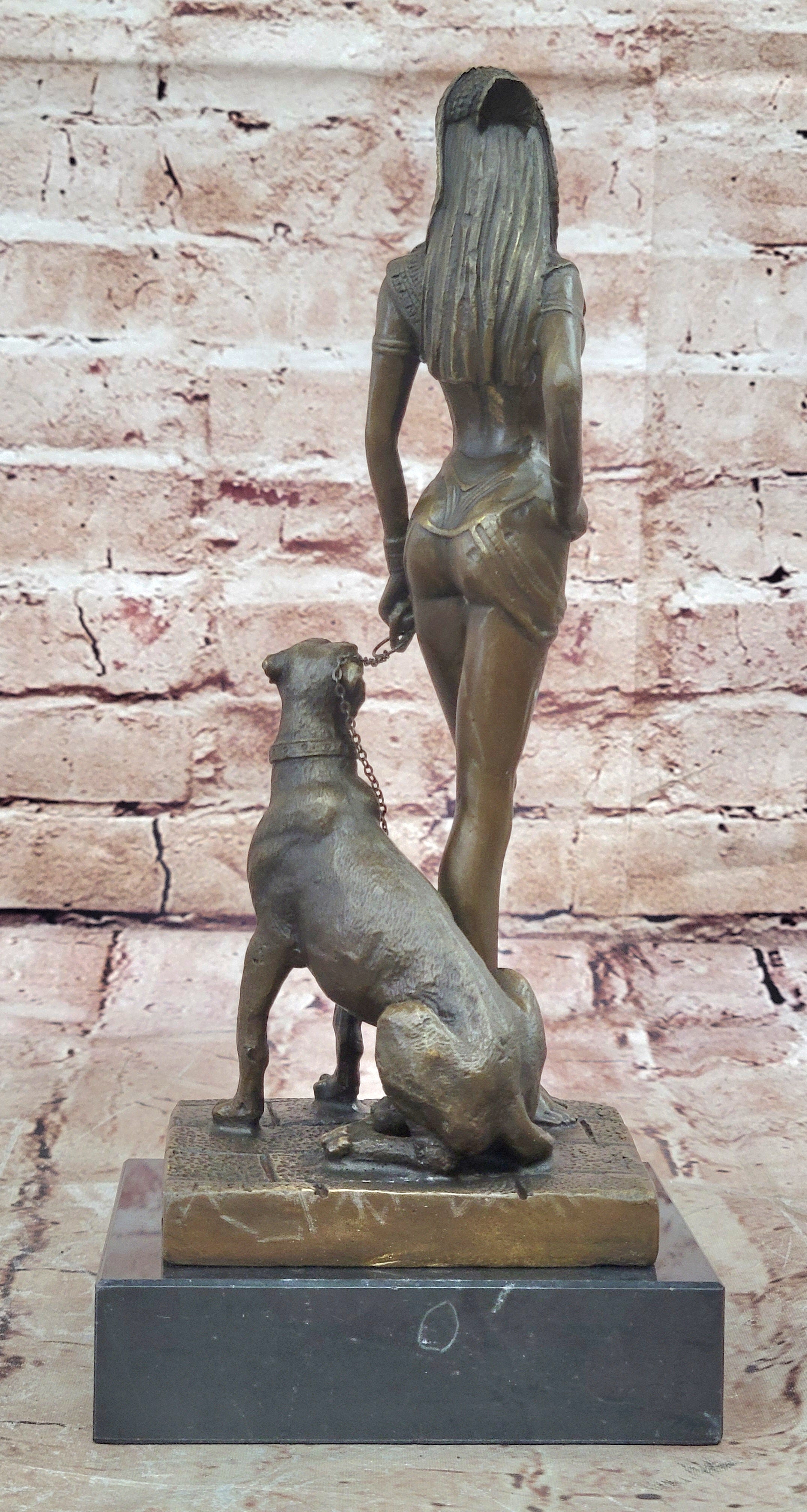 Sculpture Bronze Figure Nude Cleopatra with Panther Hot Cast Figurine Statue