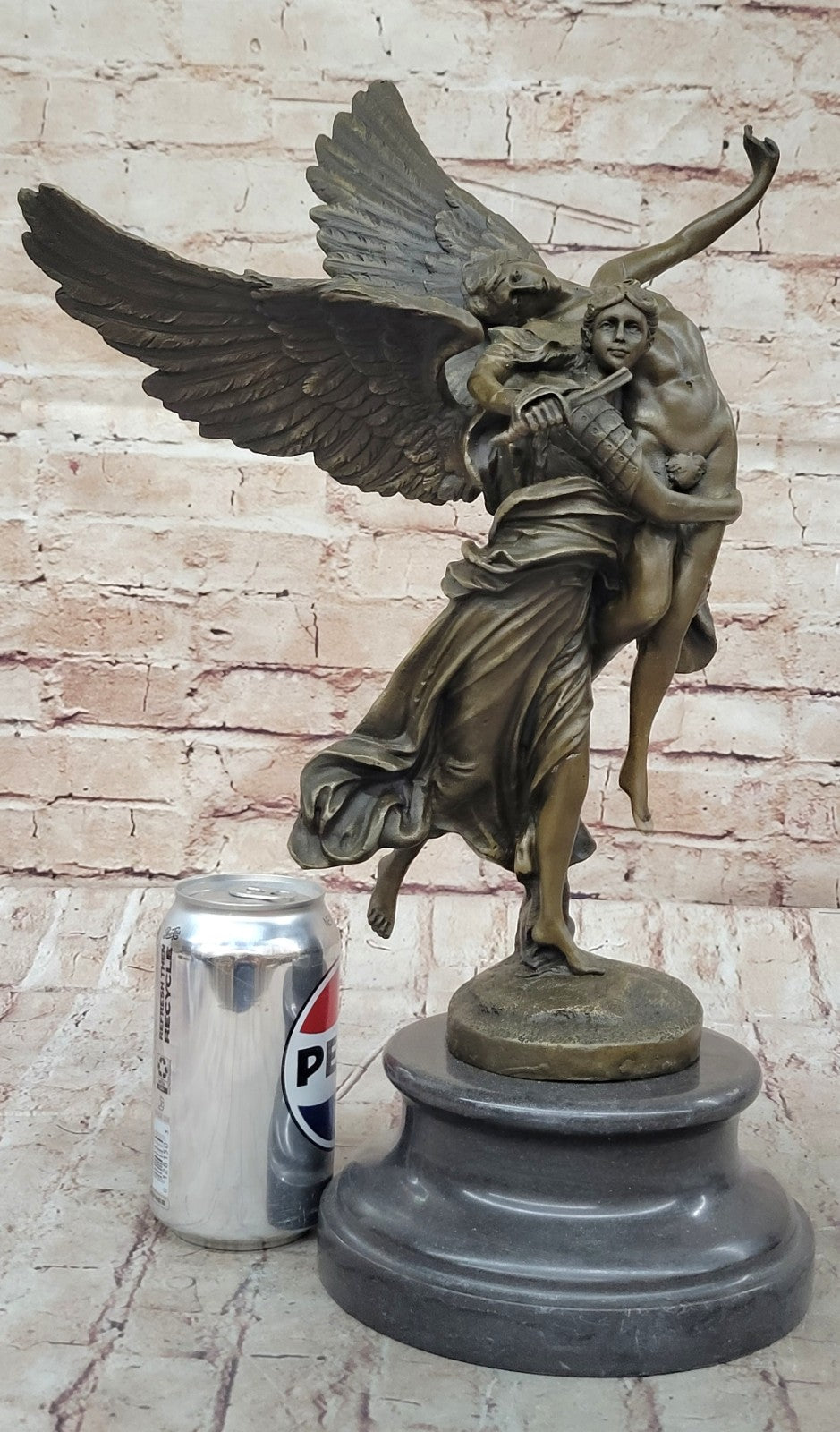 Bronze Statue Titled "Gloria Victis" the Winged Figure of Victory Hot Cast Figure