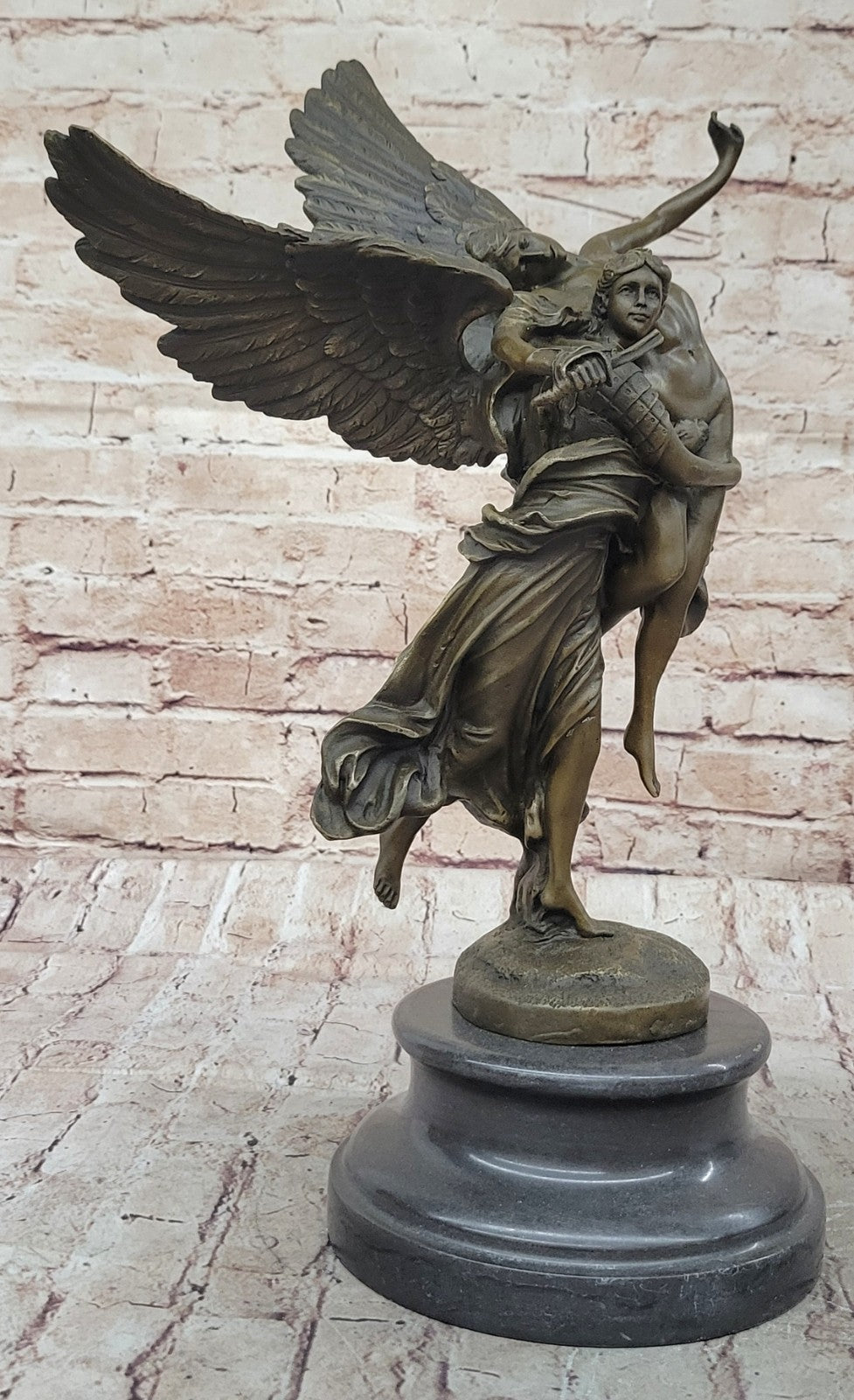 Bronze Statue Titled "Gloria Victis" the Winged Figure of Victory Hot Cast Figure