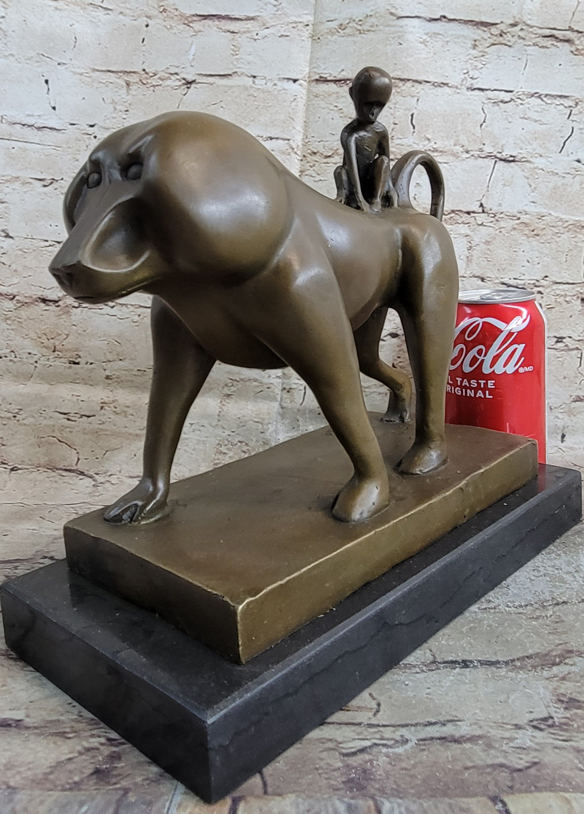 Bronze Mother Monkey With Her Young - Animal Sculpture - signed Artwork Statue