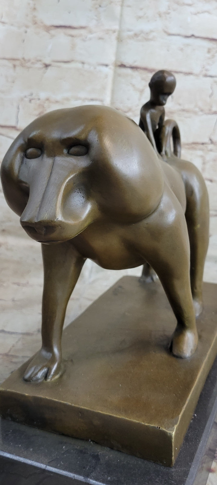 Bronze Mother Monkey With Her Young - Animal Sculpture - signed Artwork Statue