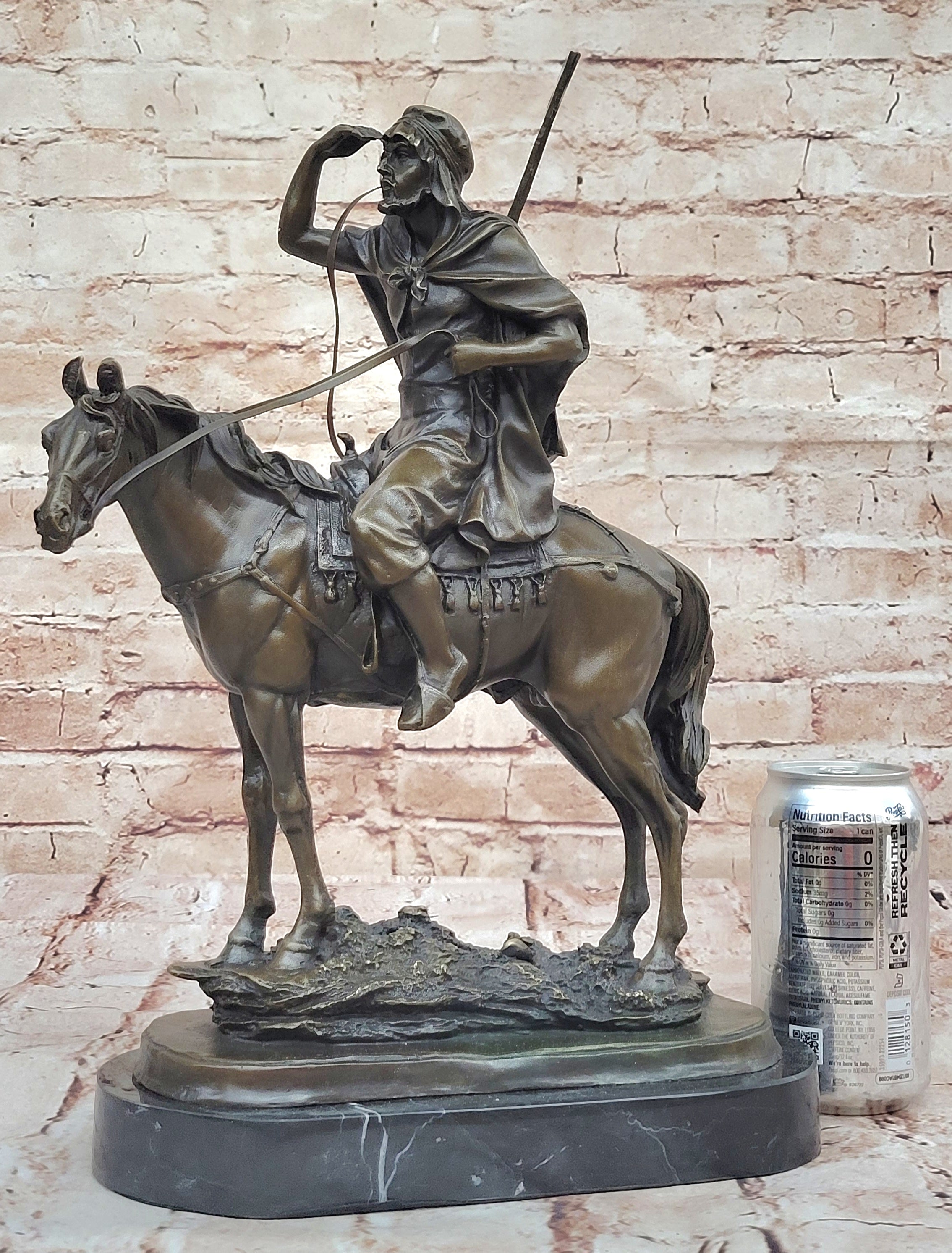 Middle Eastern Arab Guy on a Horse Home Office Decoration Bronze Sculpture Statue