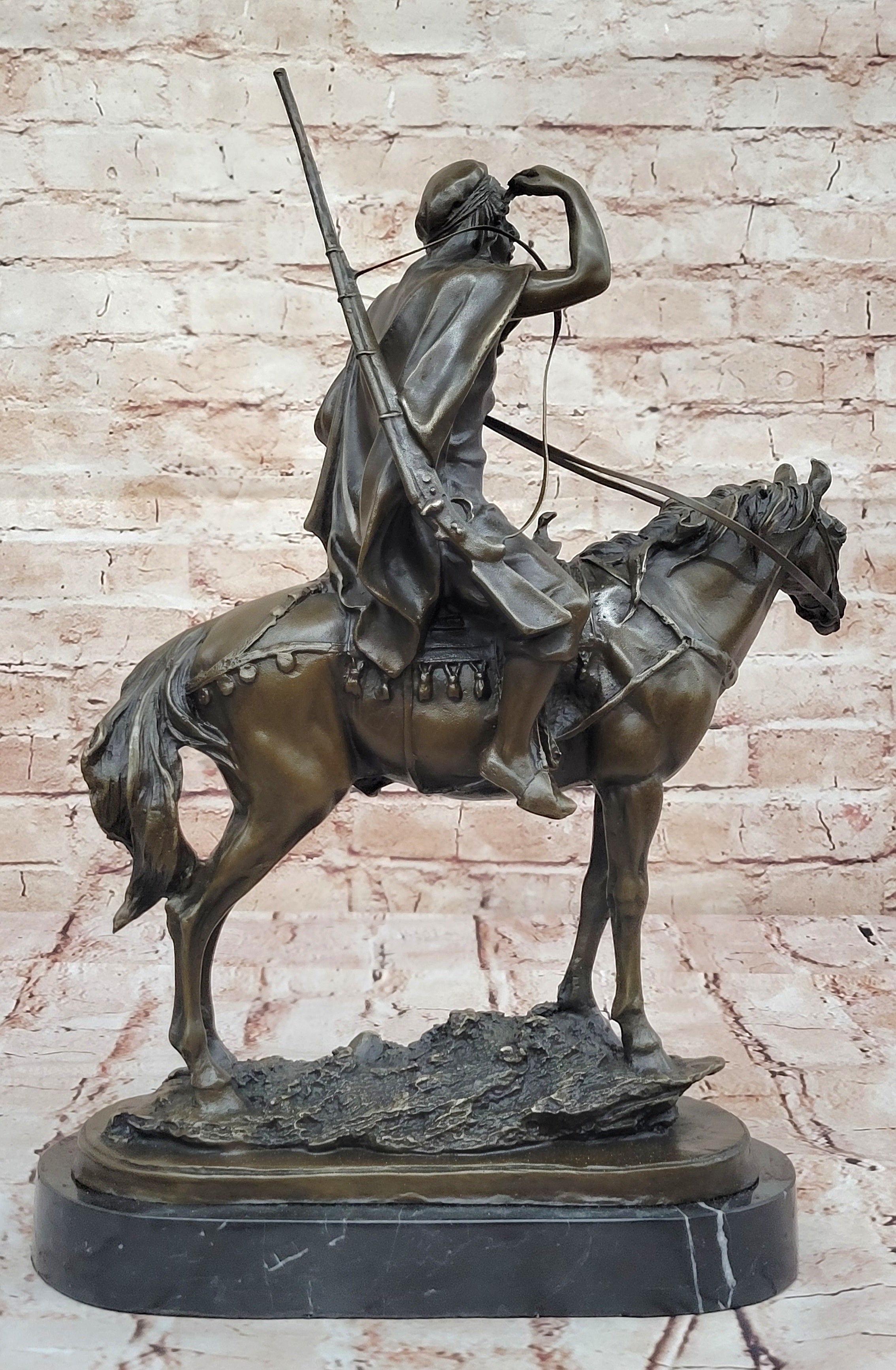 Middle Eastern Arab Guy on a Horse Home Office Decoration Bronze Sculpture Statue