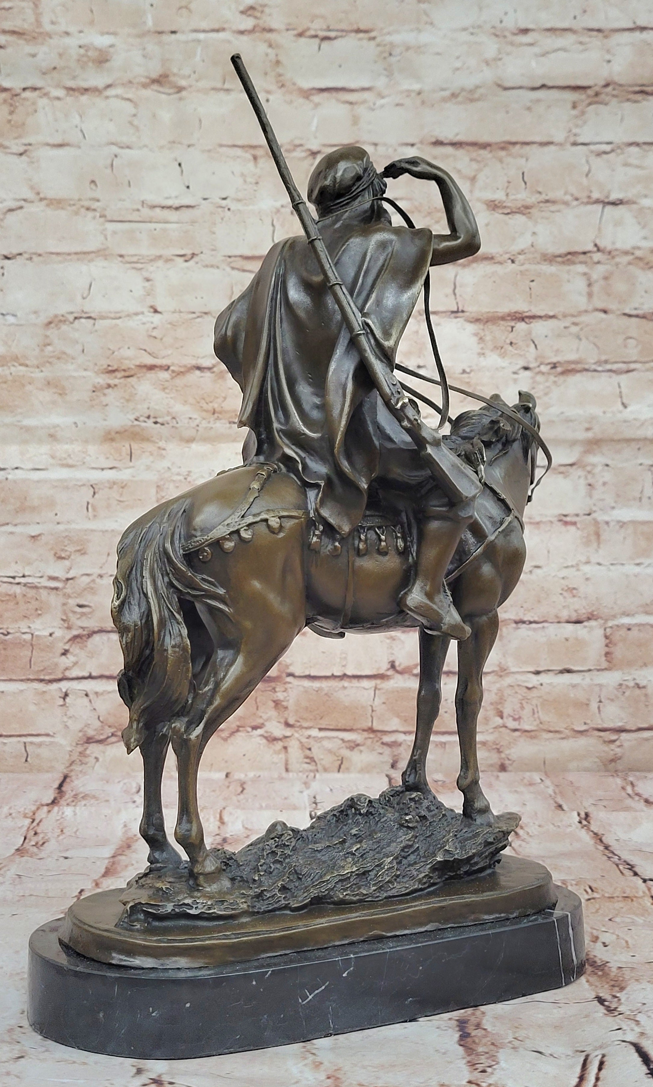 Middle Eastern Arab Guy on a Horse Home Office Decoration Bronze Sculpture Statue