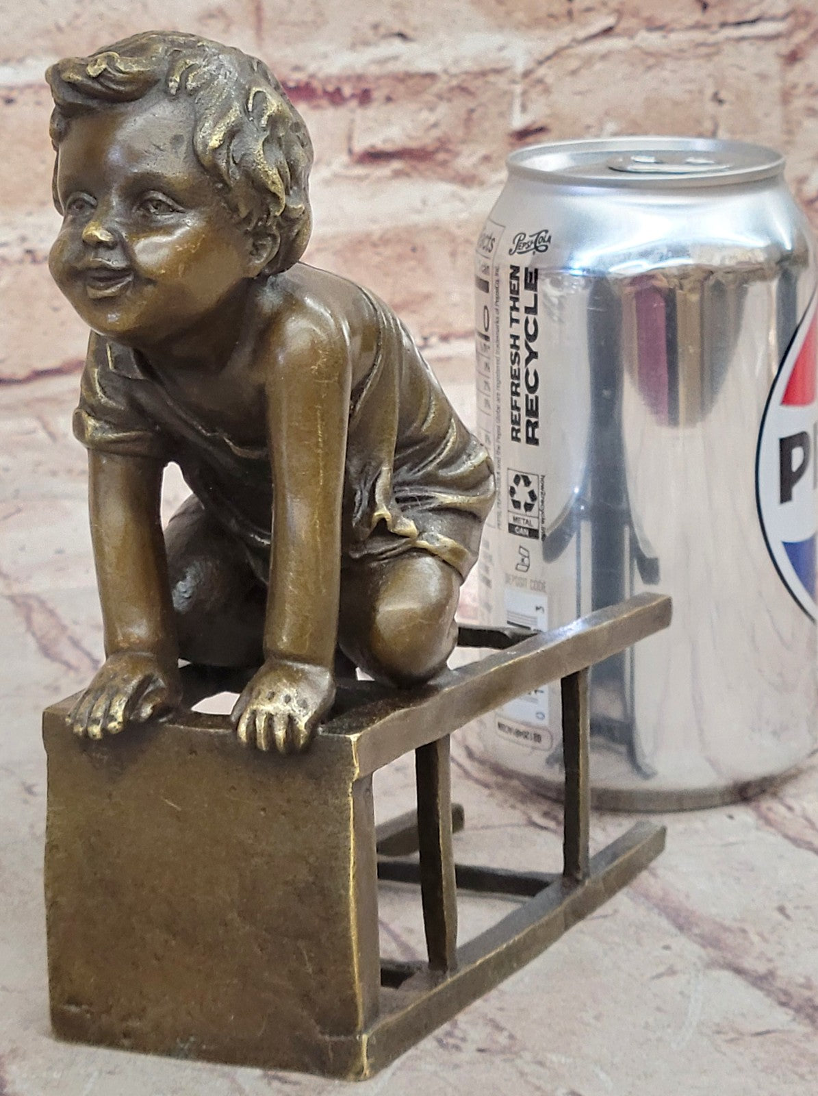 Bronze Sculpture Hot Cast Baby Girl on Chair Bronze Sculpture Figurine Figure