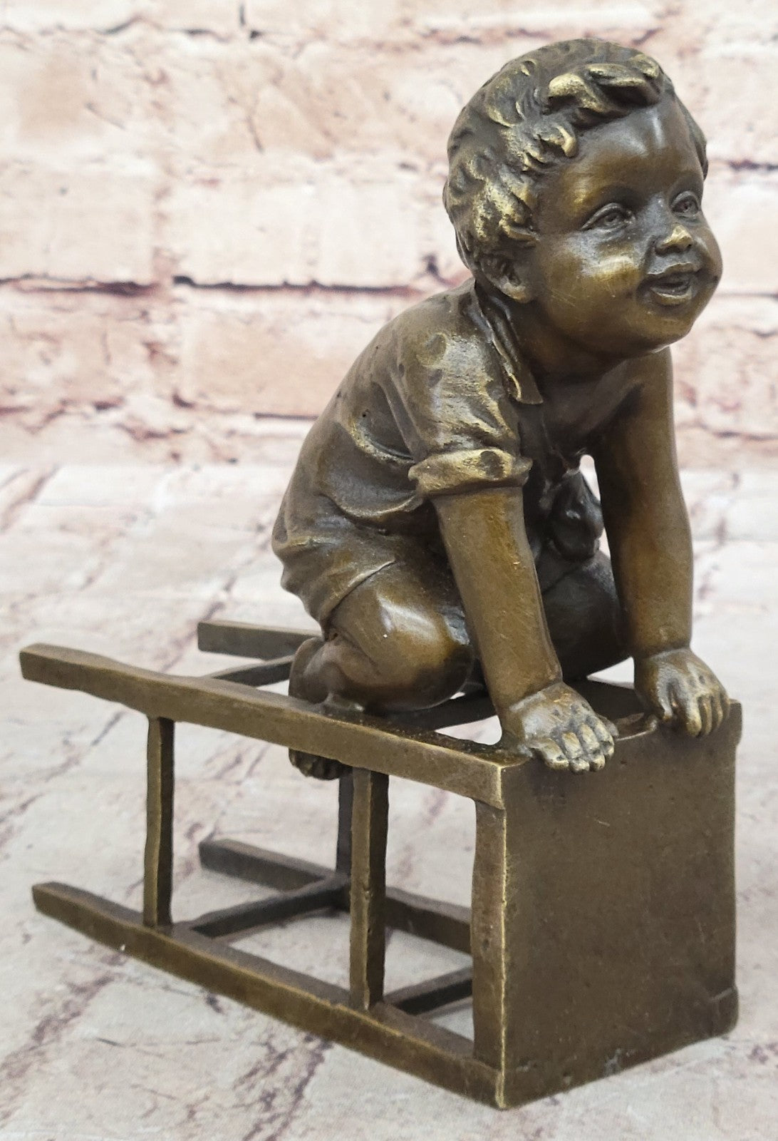 Bronze Sculpture Hot Cast Baby Girl on Chair Bronze Sculpture Figurine Figure