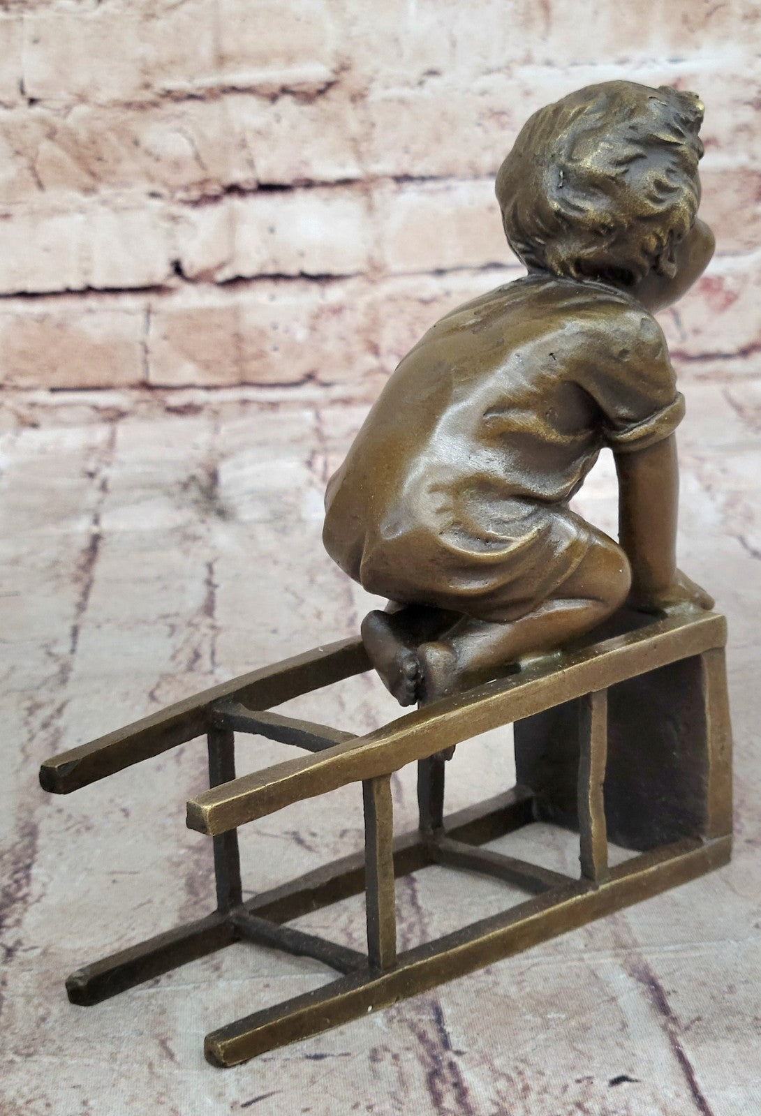 Bronze Sculpture Hot Cast Baby Girl on Chair Bronze Sculpture Figurine Figure