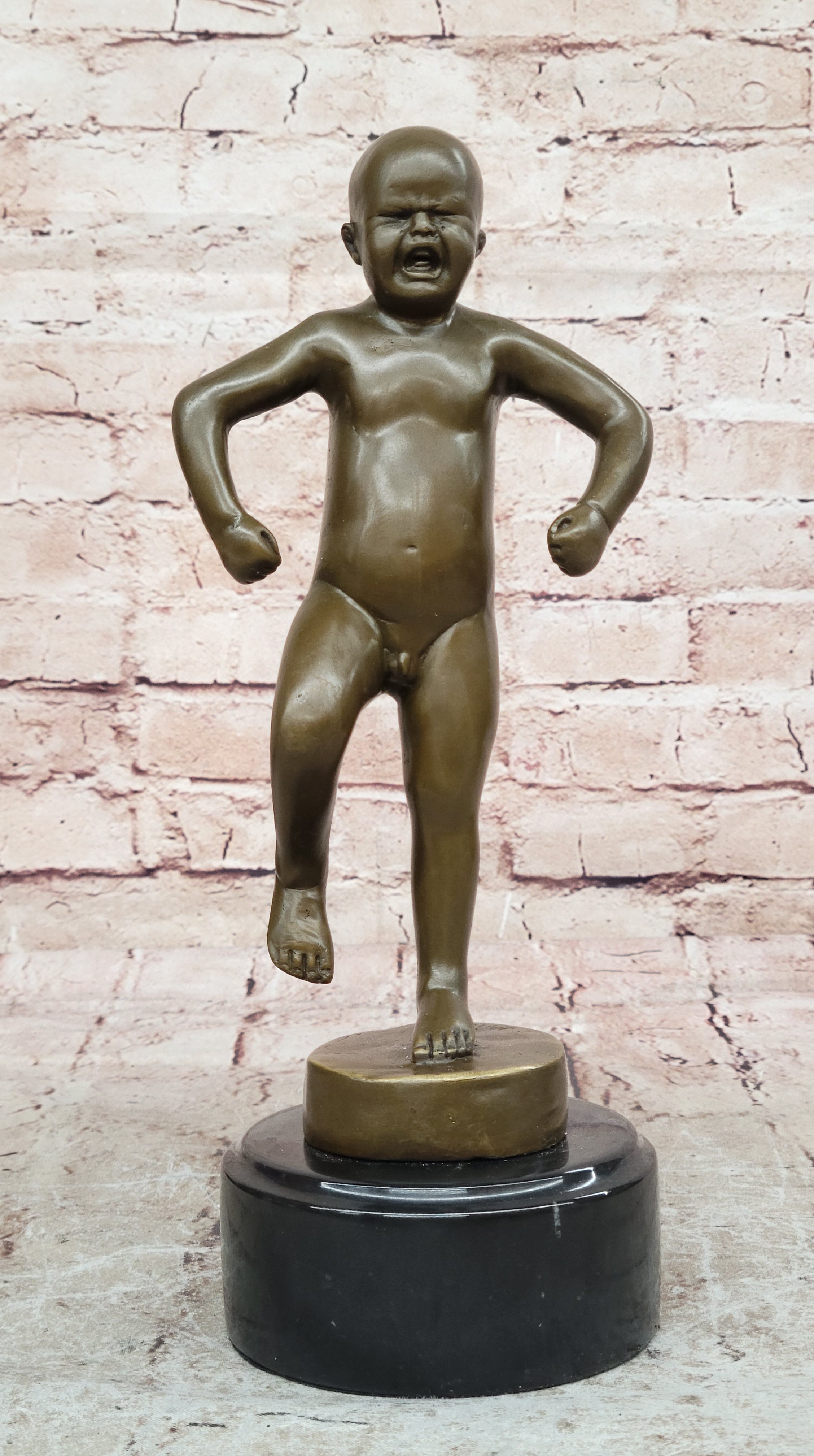 Art Deco Hand Made Baby crying Bronze sculpture by Lost wax Method Statue DEAL