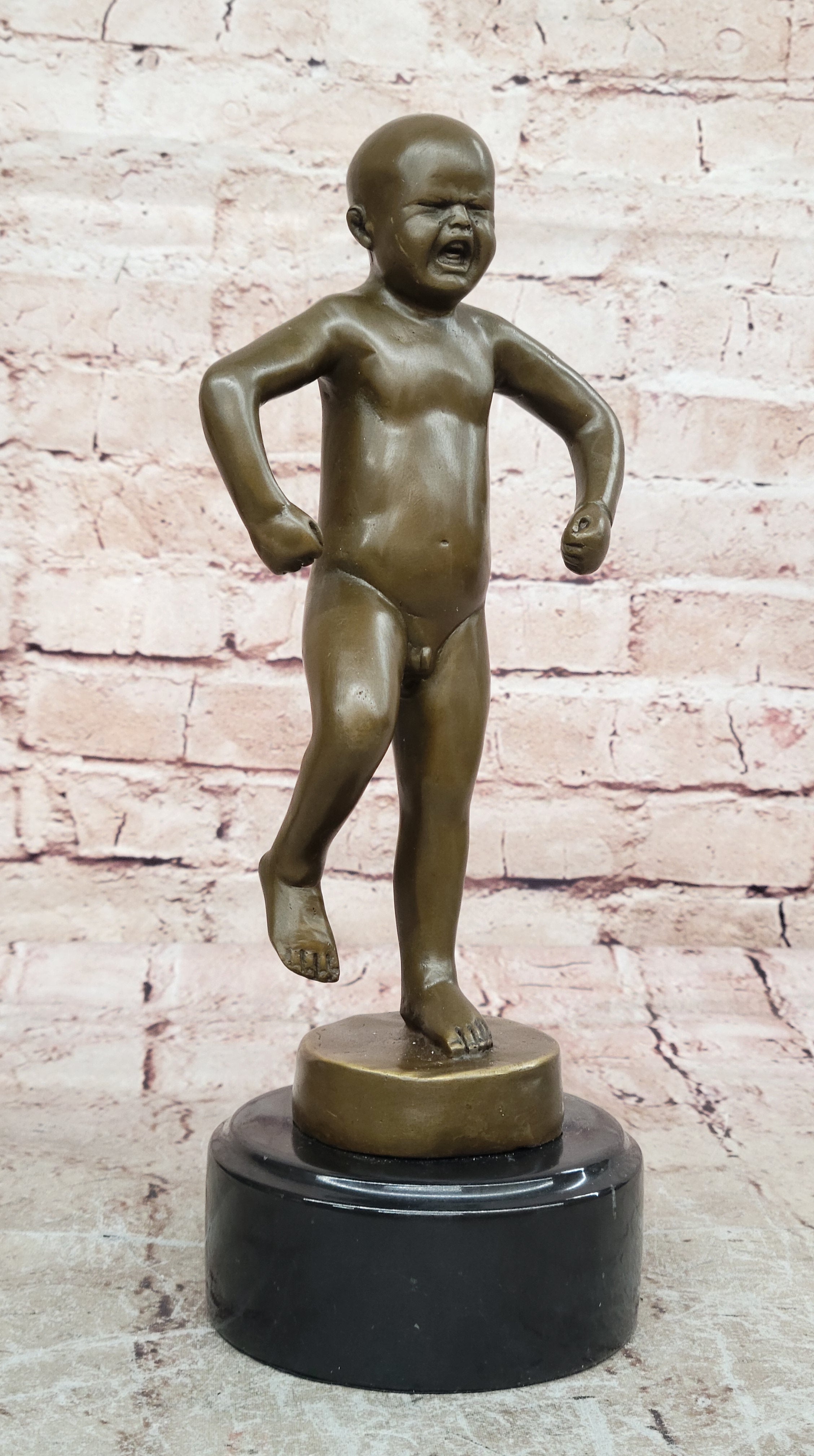 Art Deco Hand Made Baby crying Bronze sculpture by Lost wax Method Statue DEAL