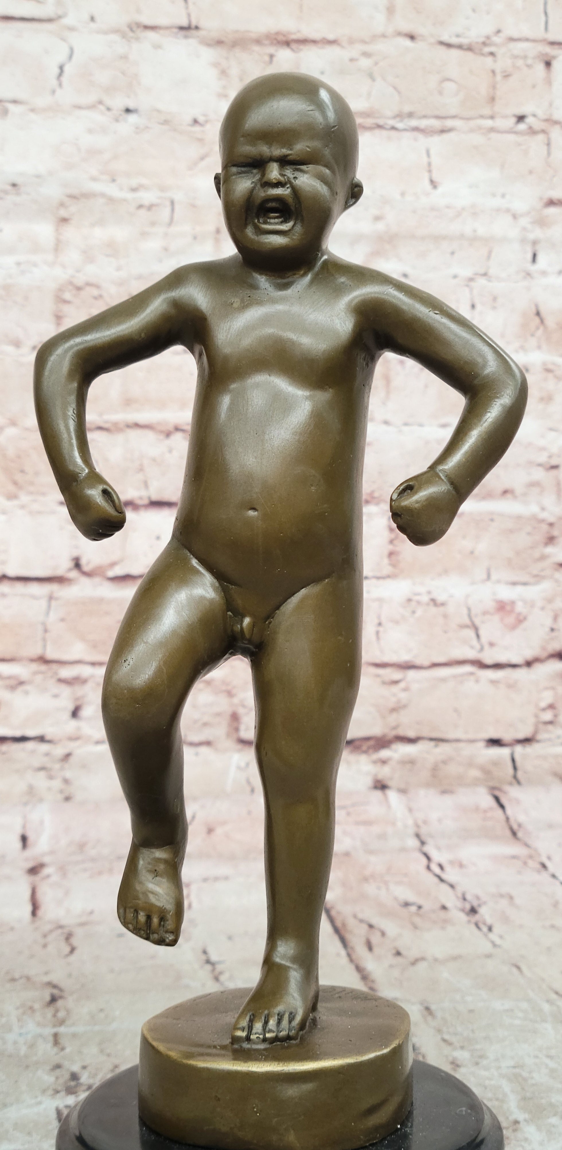 Art Deco Hand Made Baby crying Bronze sculpture by Lost wax Method Statue DEAL